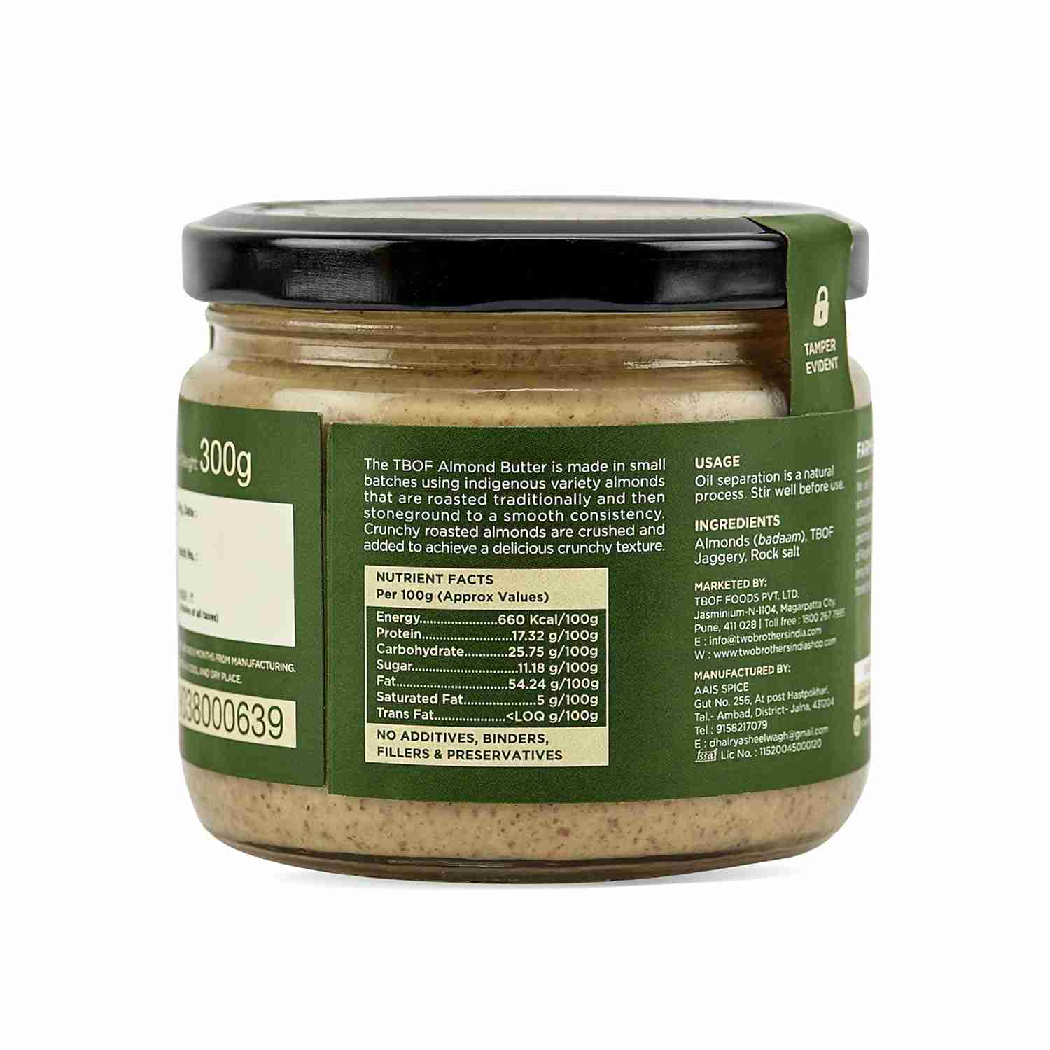 TBOF | Almond Butter with Jaggery, Crunchy, Tasty and Healthy | 300 g
