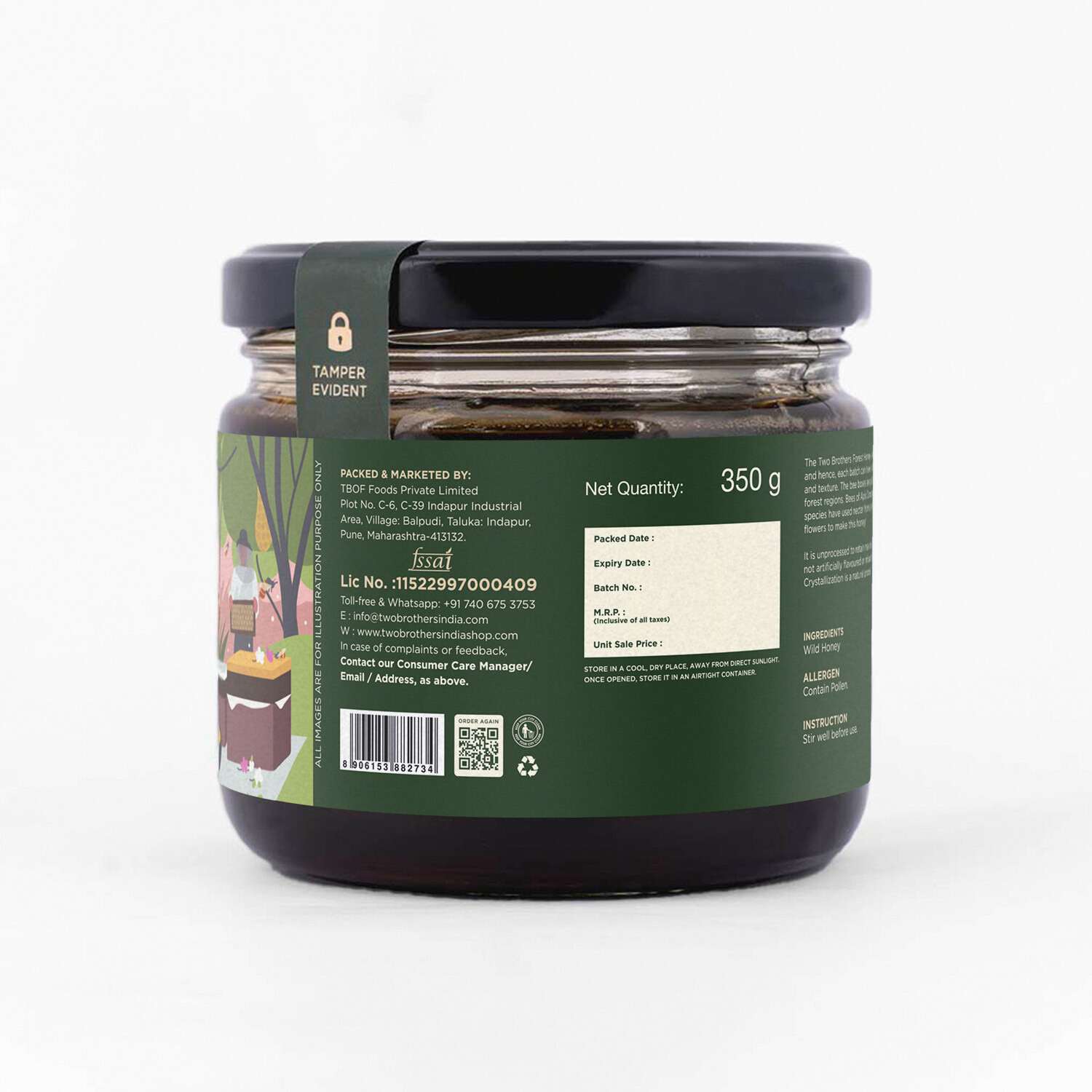 TBIF | Forest Honey | Raw, Pure & Unprocessed | 100% Natural, Wild, and Unfiltered Honey | Freshly-Sourced | 350 g