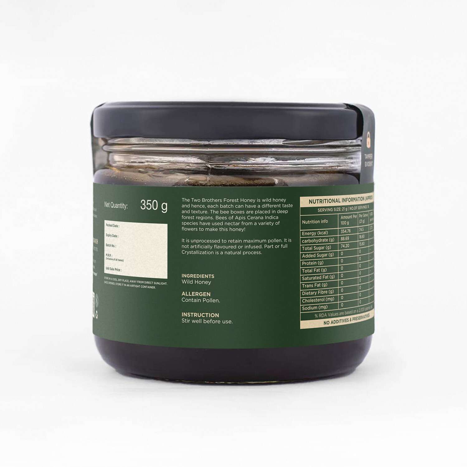 TBIF | Forest Honey | Raw, Pure & Unprocessed | 100% Natural, Wild, and Unfiltered Honey | Freshly-Sourced | 350 g