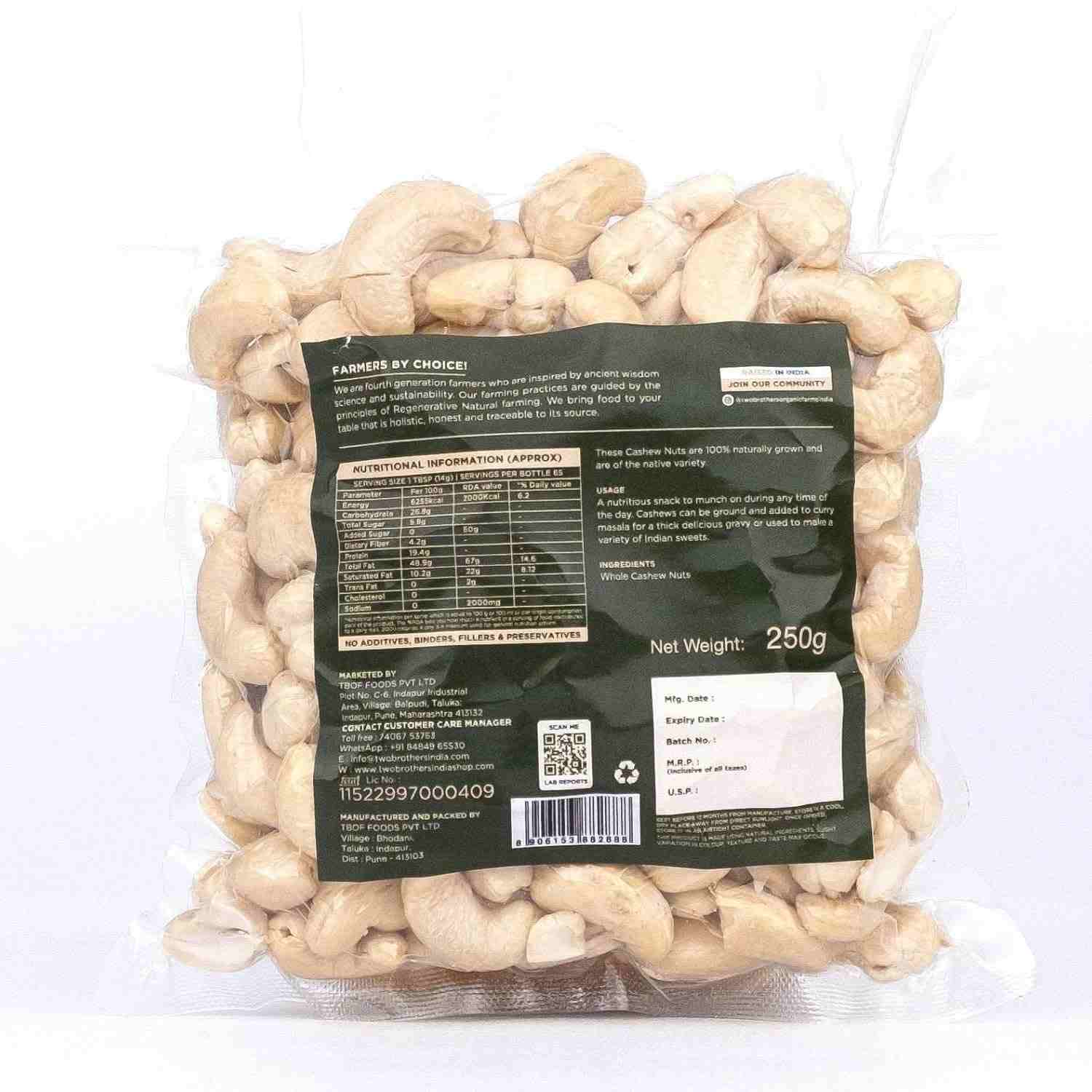 TBOF | Raw Cashew Nuts | Whole, Naturally Grown, Buttery & Crunchy | 350 g