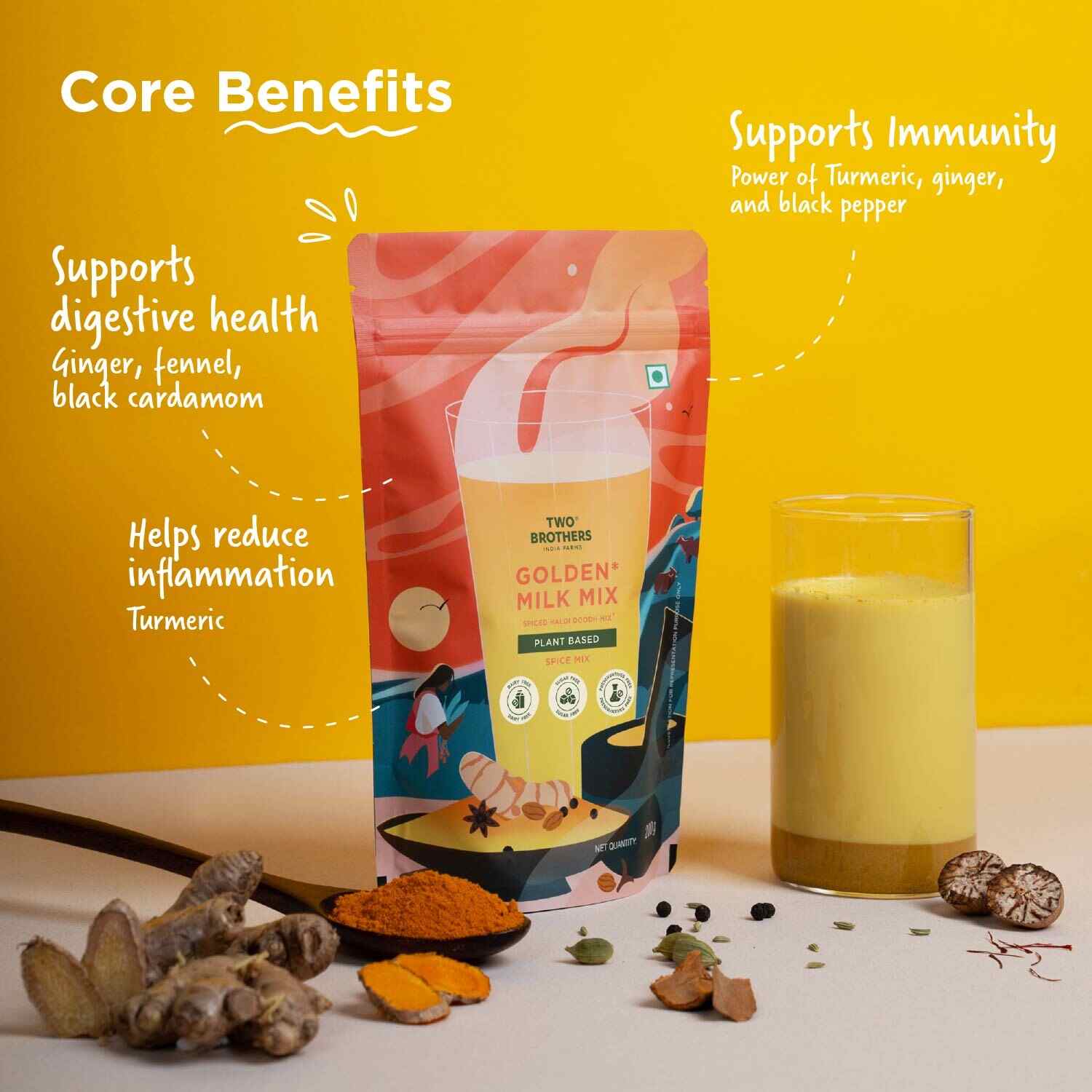 TBIF | Golden Milk Powder | Organic, Sugar Free, Preservative Free, No Additives Pure Wellness | 200 g
