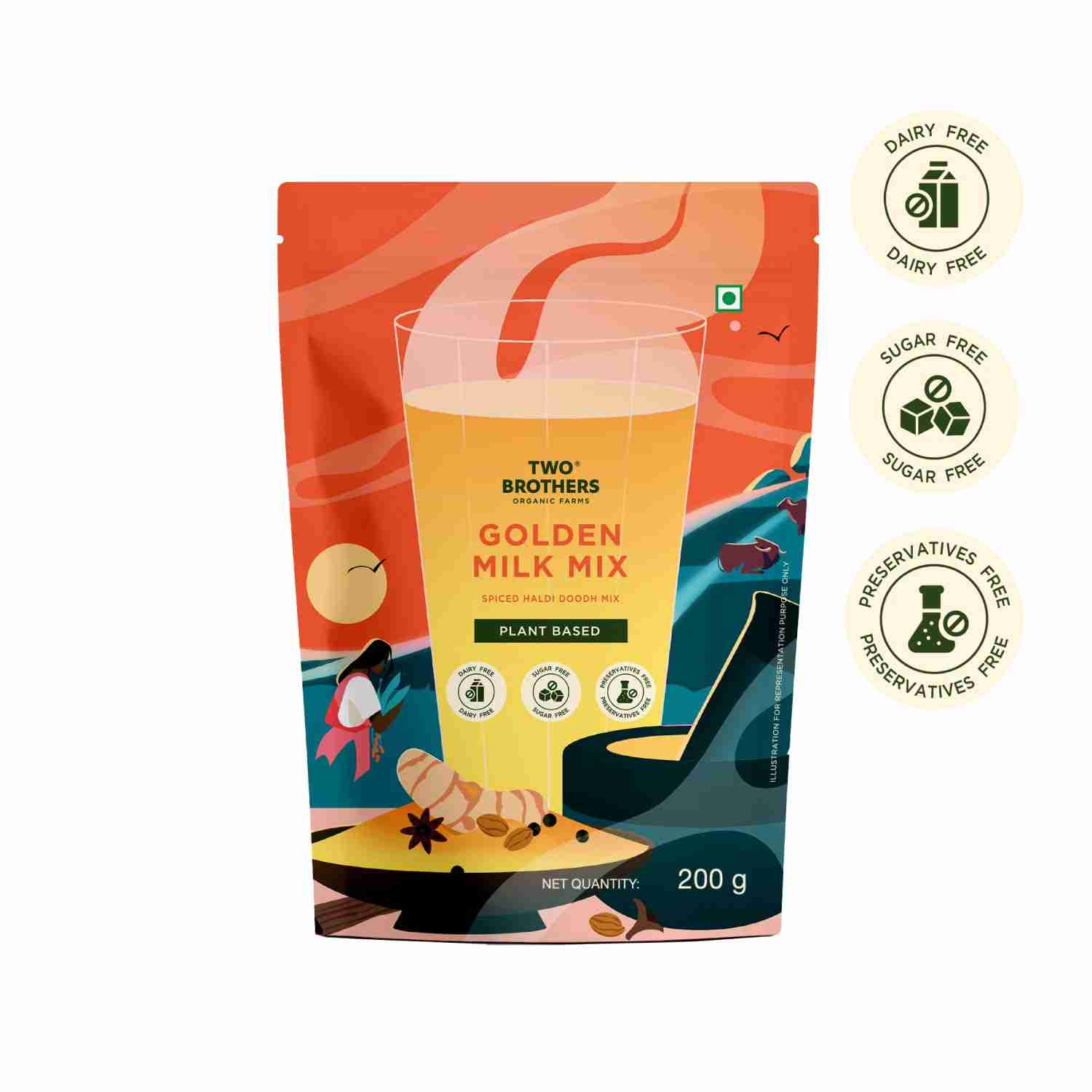 TBOF | Golden Milk Powder | Organic, Sugar Free, Preservative Free, No Additives Pure Wellness | 200 g