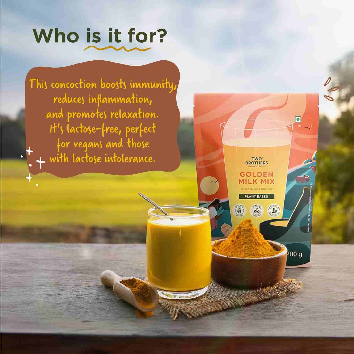 TBOF | Golden Milk Powder | Organic, Sugar Free, Preservative Free, No Additives Pure Wellness | 200 g