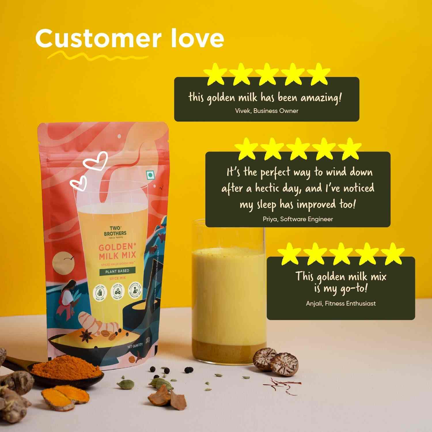 TBIF | Golden Milk Powder | Organic, Sugar Free, Preservative Free, No Additives Pure Wellness | 200 g