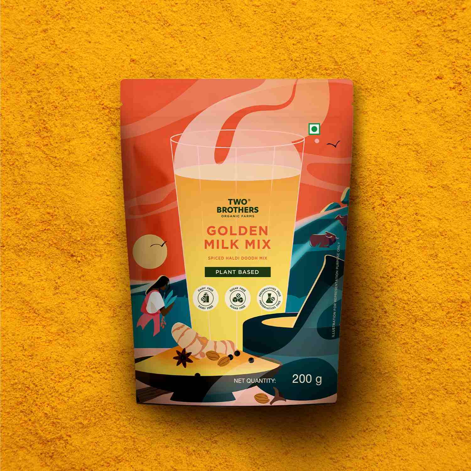 TBOF | Golden Milk Powder | Organic, Sugar Free, Preservative Free, No Additives Pure Wellness | 200 g