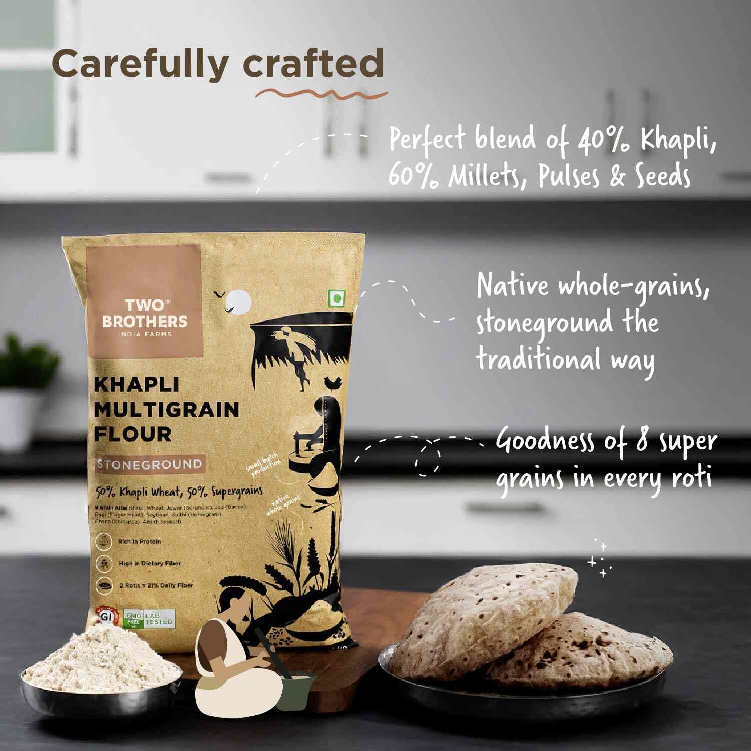 TBIF | Khapli Multigrain Atta | 8 Super Grains Flour Mix, Diabetic Friendly |High Fibre & High Protein | 5 kg