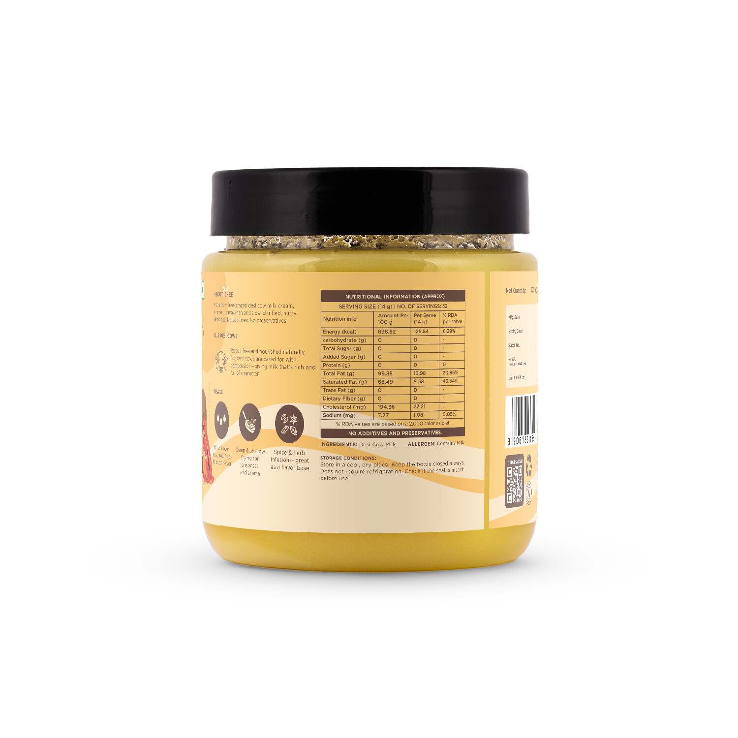 TBIF | Desi Gir Cow Ghee | A2 Cow Ghee | Made with A2 Ghee from Grass-fed Gir Cows | 500 ml