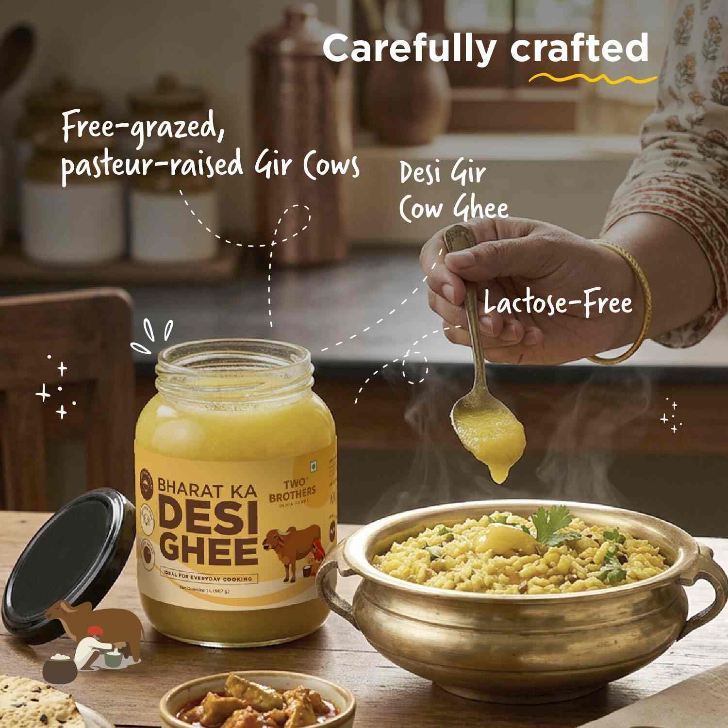 TBIF | Desi Gir Cow Ghee | A2 Cow Ghee | Made with A2 Ghee from Grass-fed Gir Cows | 500 ml