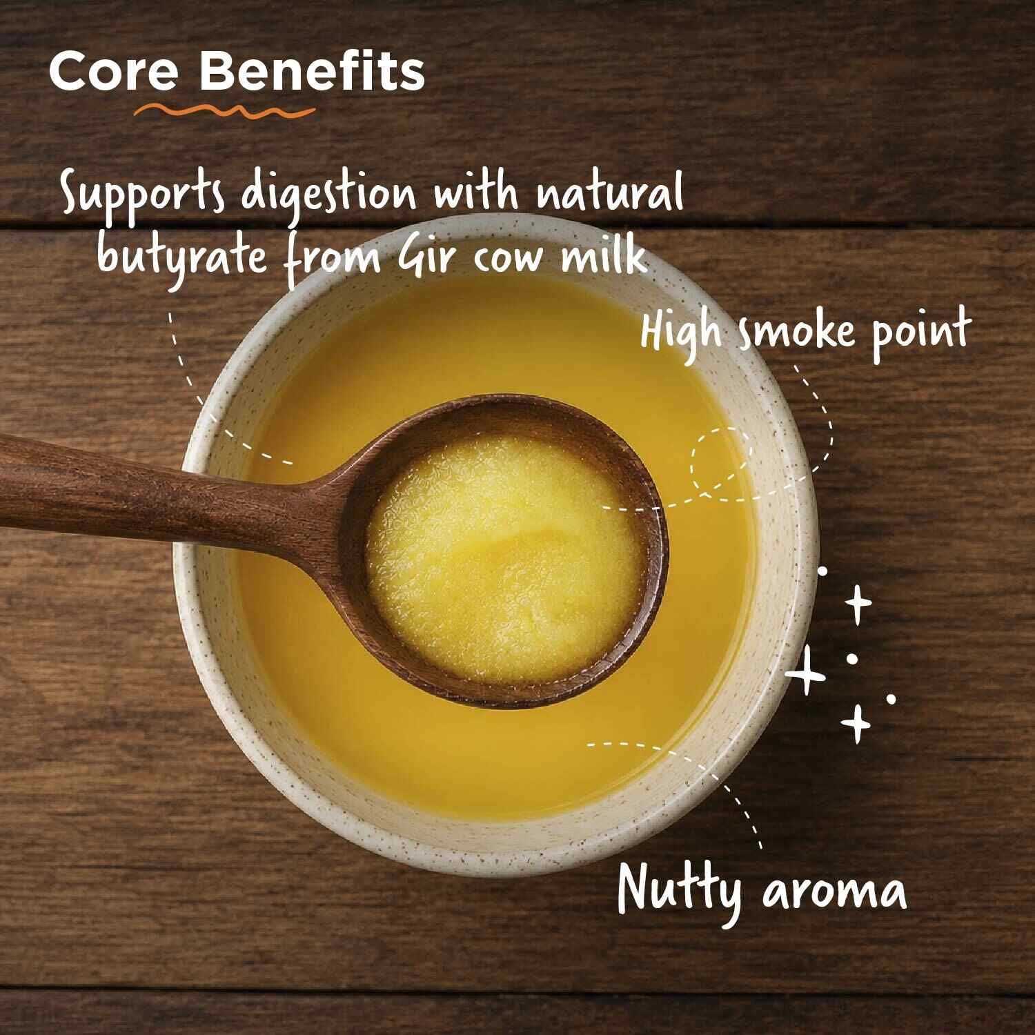 TBIF | Desi Gir Cow Ghee | A2 Cow Ghee | Made with A2 Ghee from Grass-fed Gir Cows | 500 ml