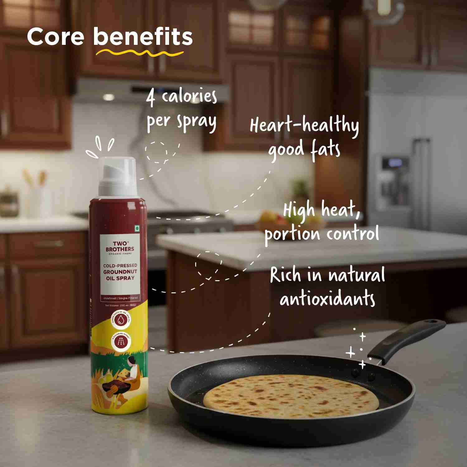 TBOF | Groundnut Oil Spray, Made Using Gunghroo peanuts |Cold-Pressed And Single-Filtered Oil For Healthier Cooking | 200 ml
