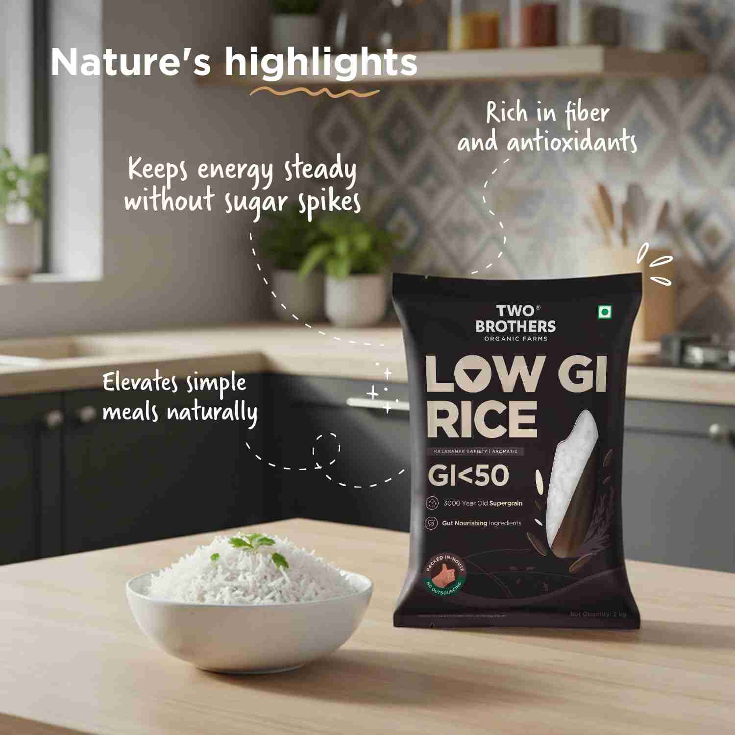 TBOF | Kalanamak Rice | Low GI, Diabetic-Friendly Native Aromatic Rice | Rich in Iron & Zinc | 2 kg