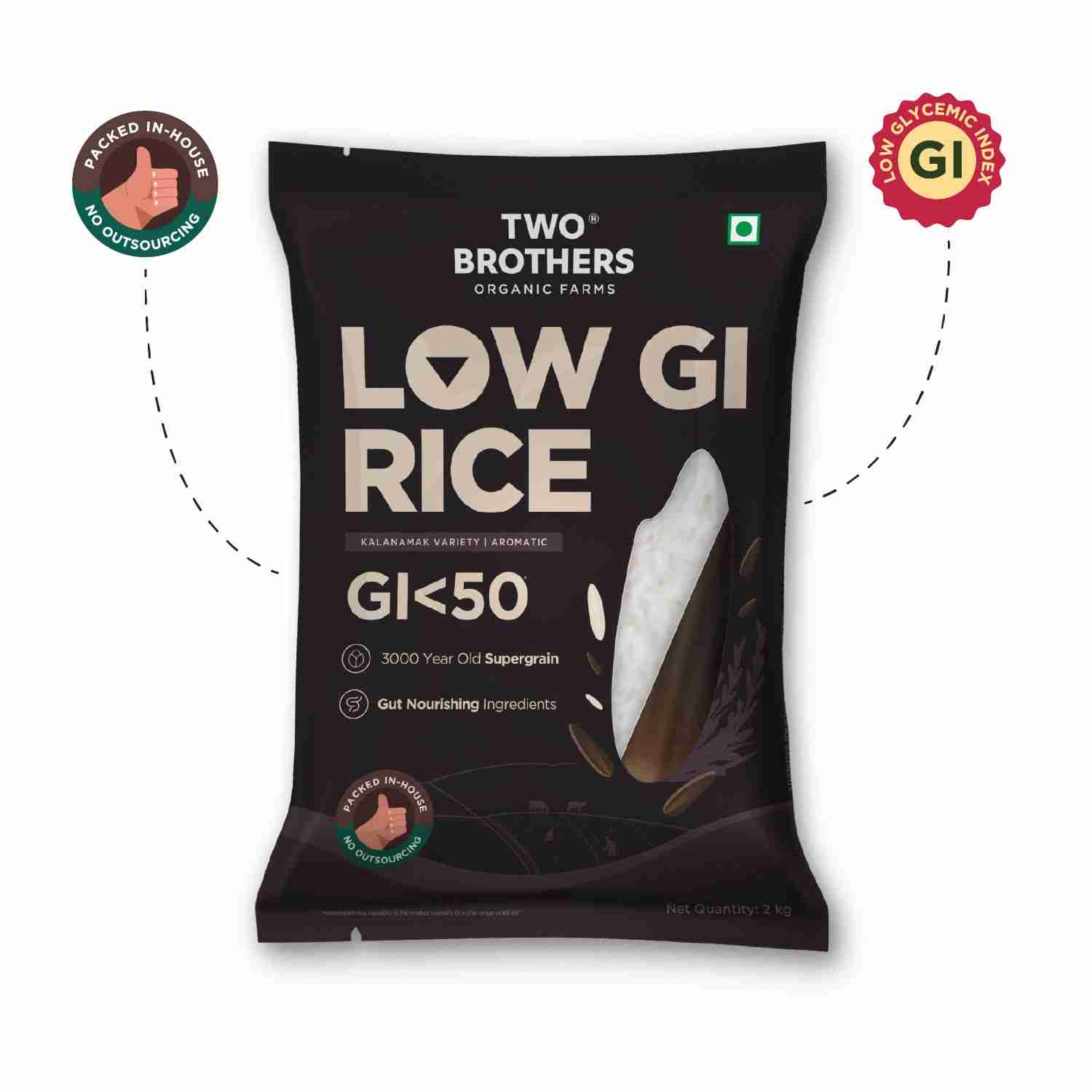 TBOF | Kalanamak Rice | Low GI, Diabetic-Friendly Native Aromatic Rice | Rich in Iron & Zinc | 2 kg