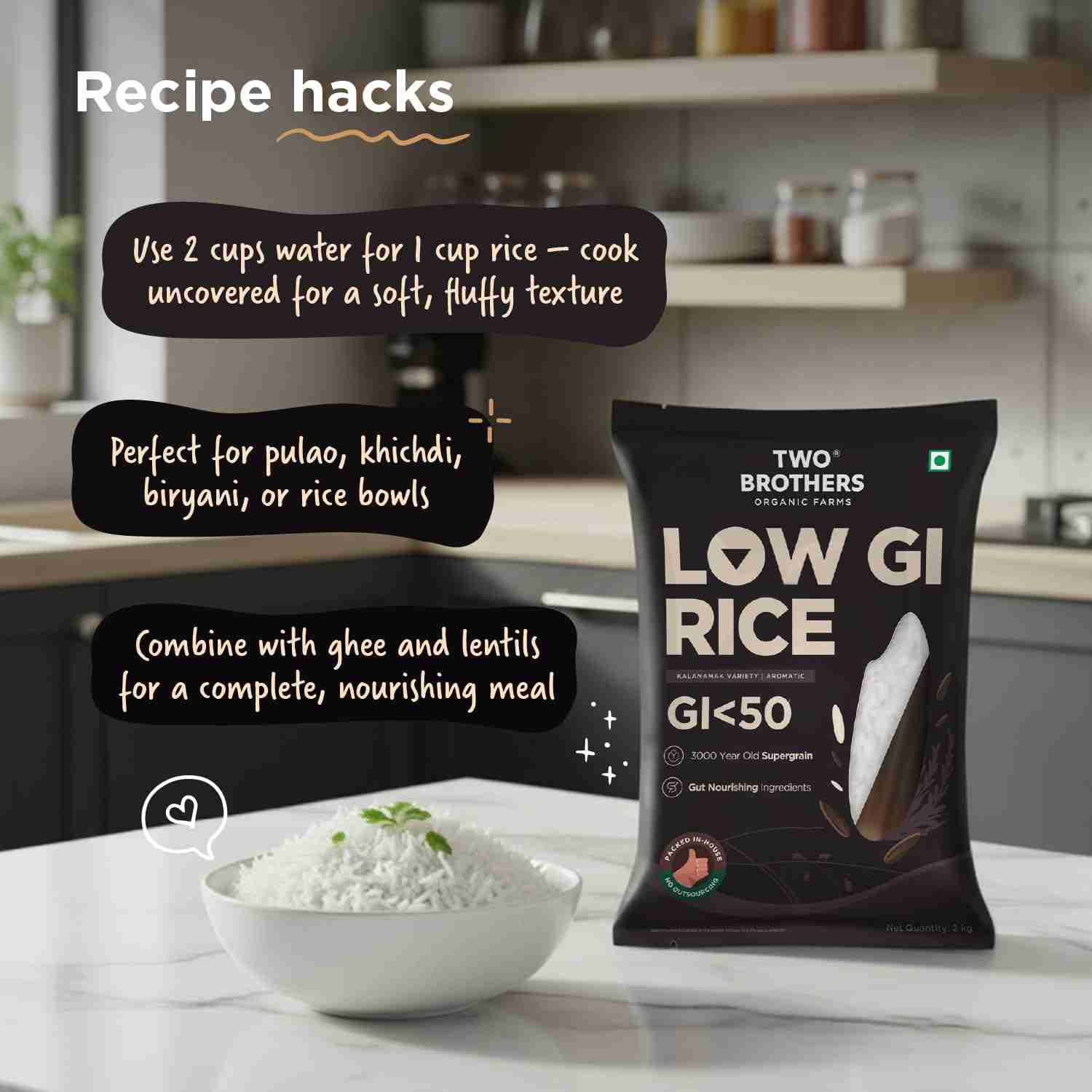 TBOF | Kalanamak Rice | Low GI, Diabetic-Friendly Native Aromatic Rice | Rich in Iron & Zinc | 2 kg