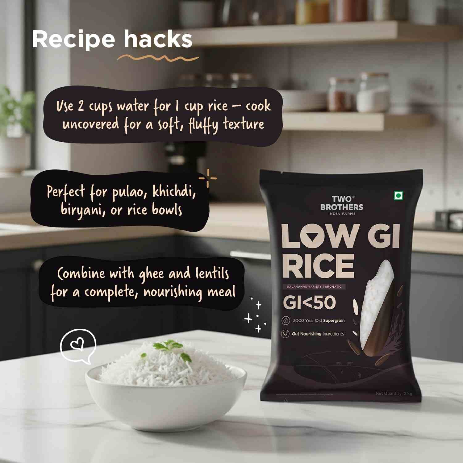 TBIF | Kalanamak Rice | Low GI, Diabetic-Friendly Native Aromatic Rice | Rich in Iron & Zinc | 2 kg