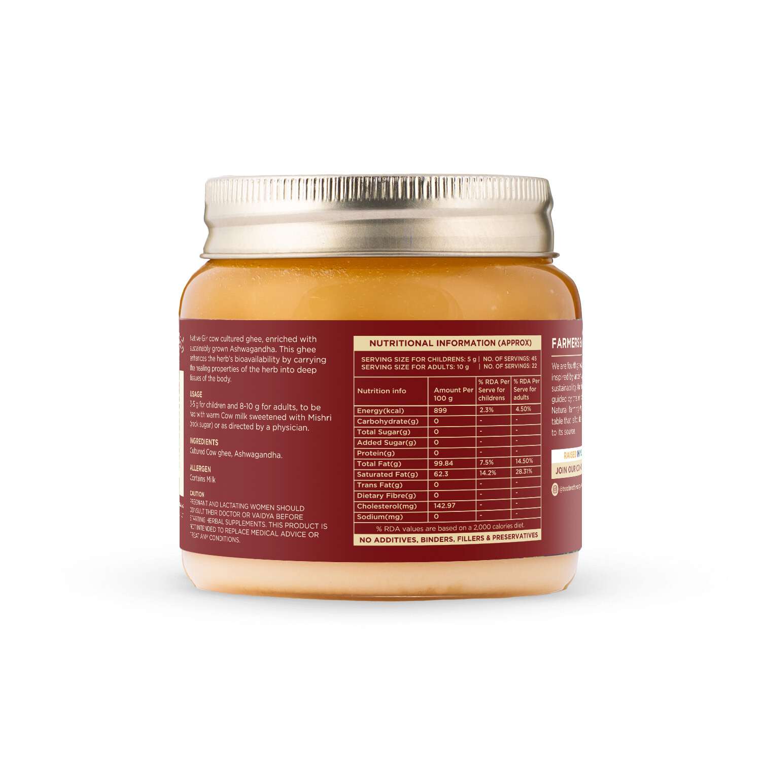 TBIF | Ashwagandha Ghee | A2 Gir Cow Desi Ghee | Cultured and Handmade A2 Ghee | 250 ml