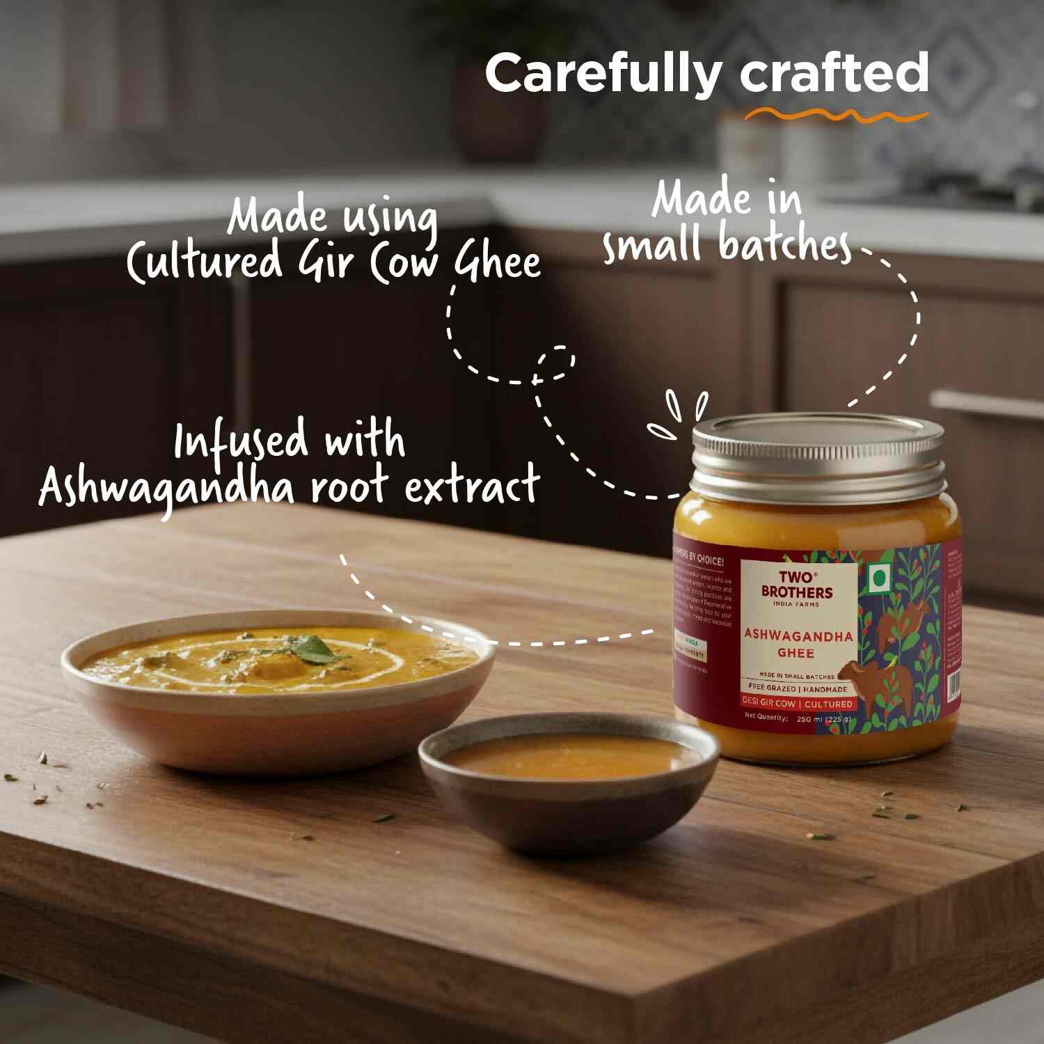 TBIF | Ashwagandha Ghee | A2 Gir Cow Desi Ghee | Cultured and Handmade A2 Ghee | 250 ml