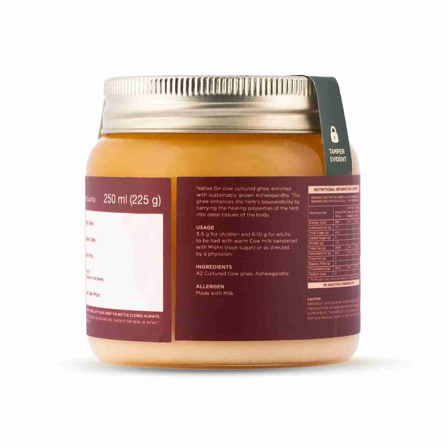 TBOF | Ashwagandha Ghee | A2 Gir Cow Desi Ghee | Cultured and Handmade A2 Ghee | 250 ml