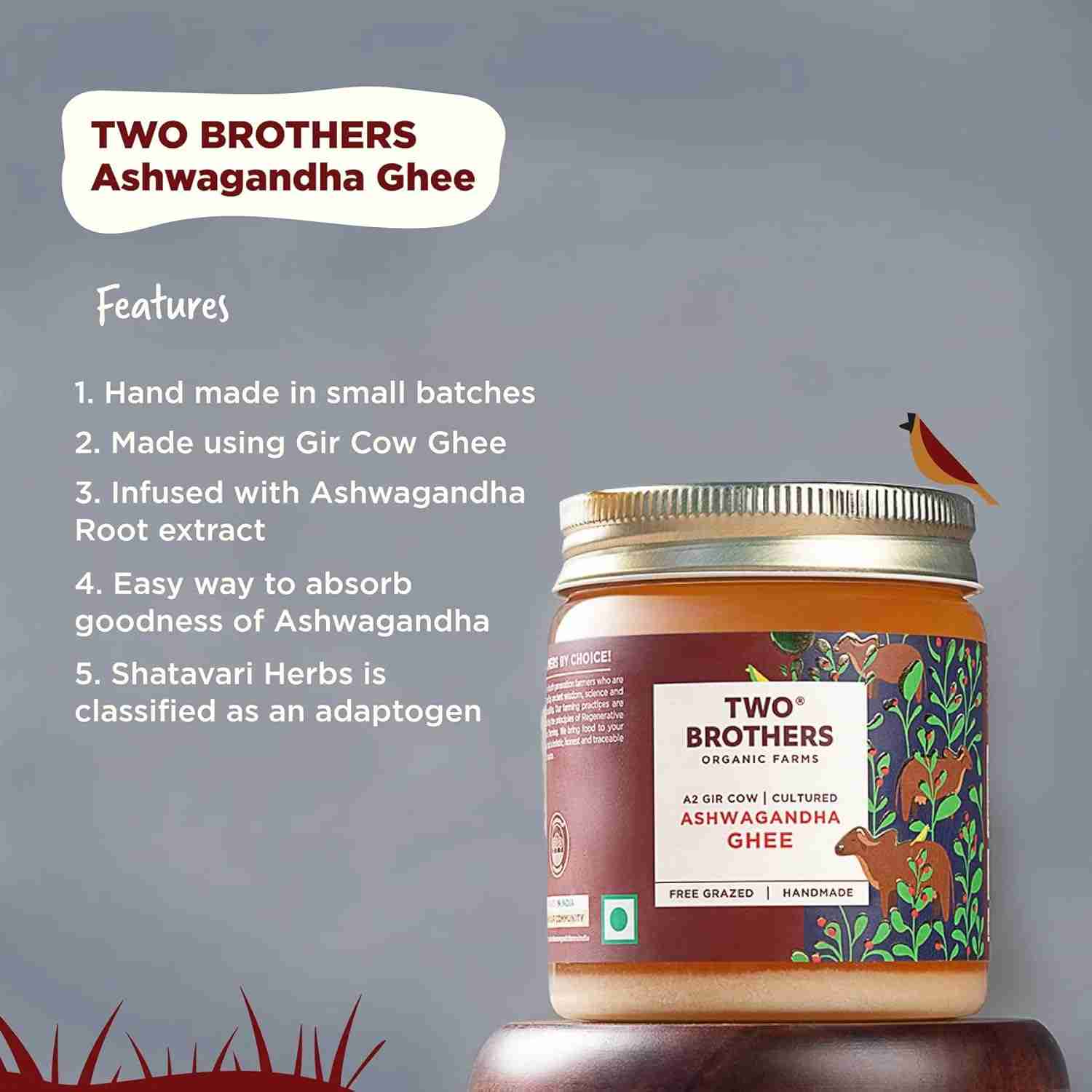 TBOF | Ashwagandha Ghee | A2 Gir Cow Desi Ghee | Cultured and Handmade A2 Ghee | 250 ml