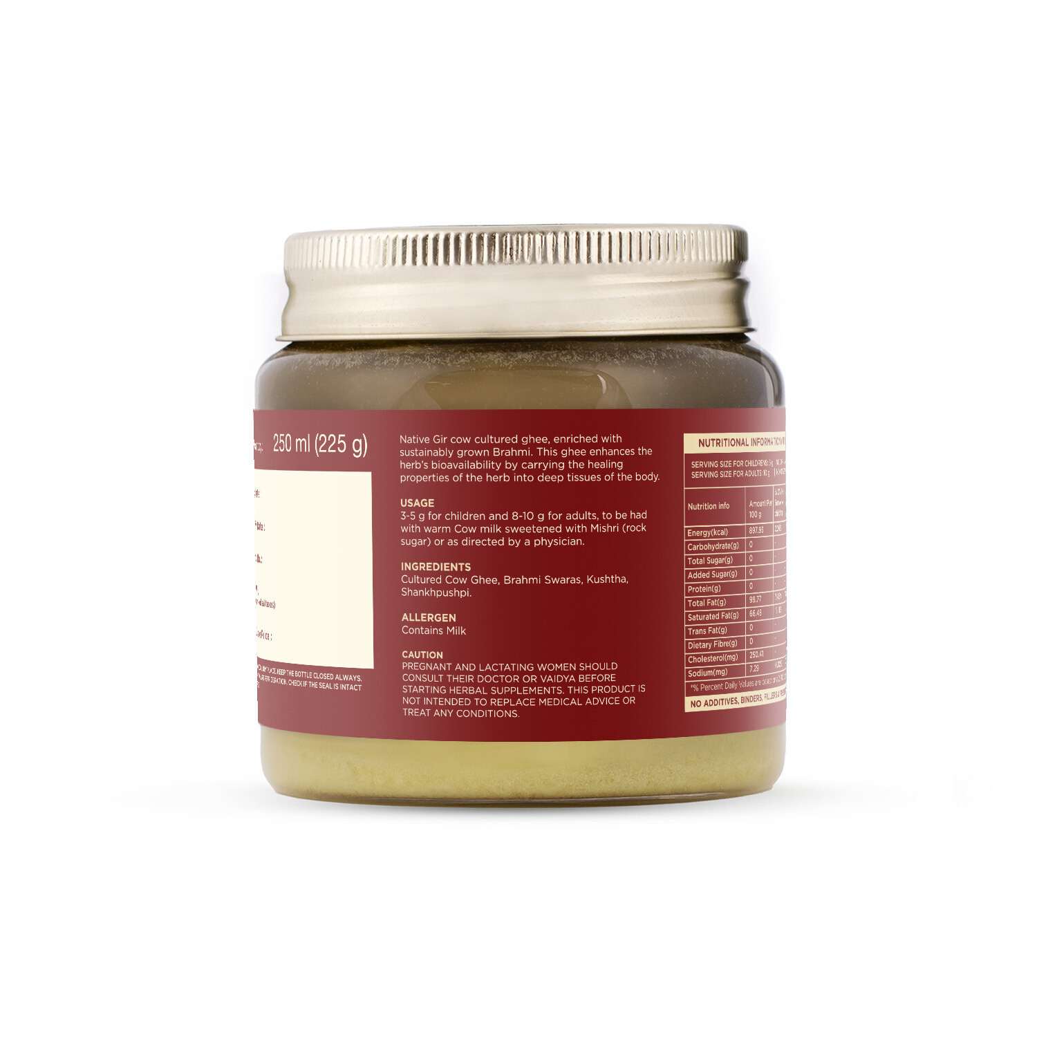 TBIF | A2 Gir Cow Ghee (Brahmi) | Cultured Cow Desi Ghee | Curd-Churned Bilona Ghee | 250 ml