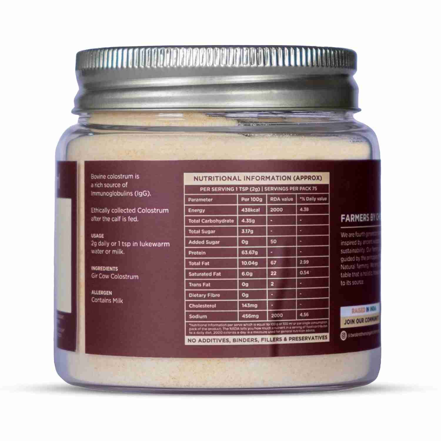 TBOF | Colostrum Powder | Desi Gir Cow Colostrum | Health Supplement for Supporting Immunity, Digestion, & Overall Health | 100 g