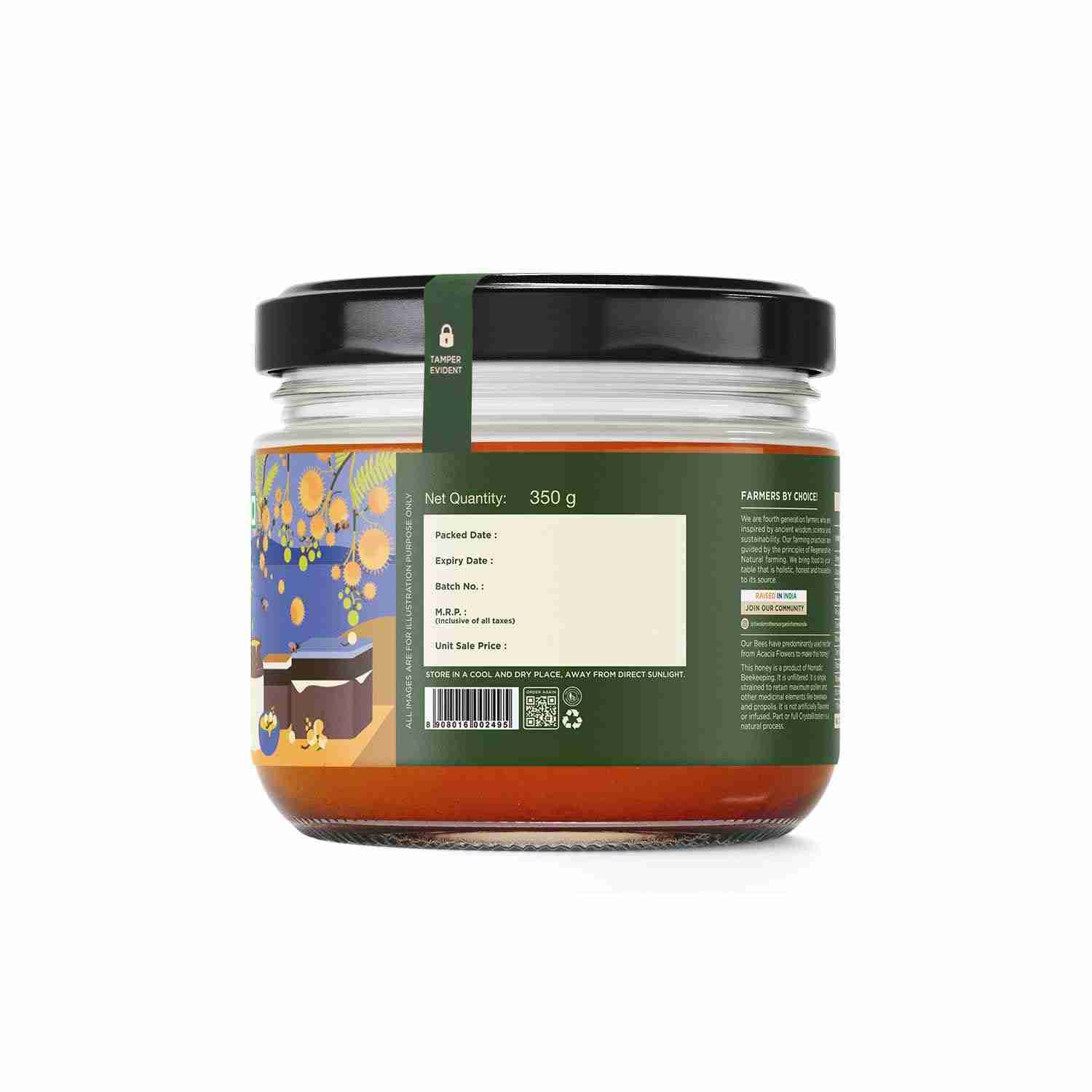 TBOF | Acacia Apiary Honey | Raw, Mono-Floral, Unfiltered & Unpasteurized | Natural, No Additives | 350 g