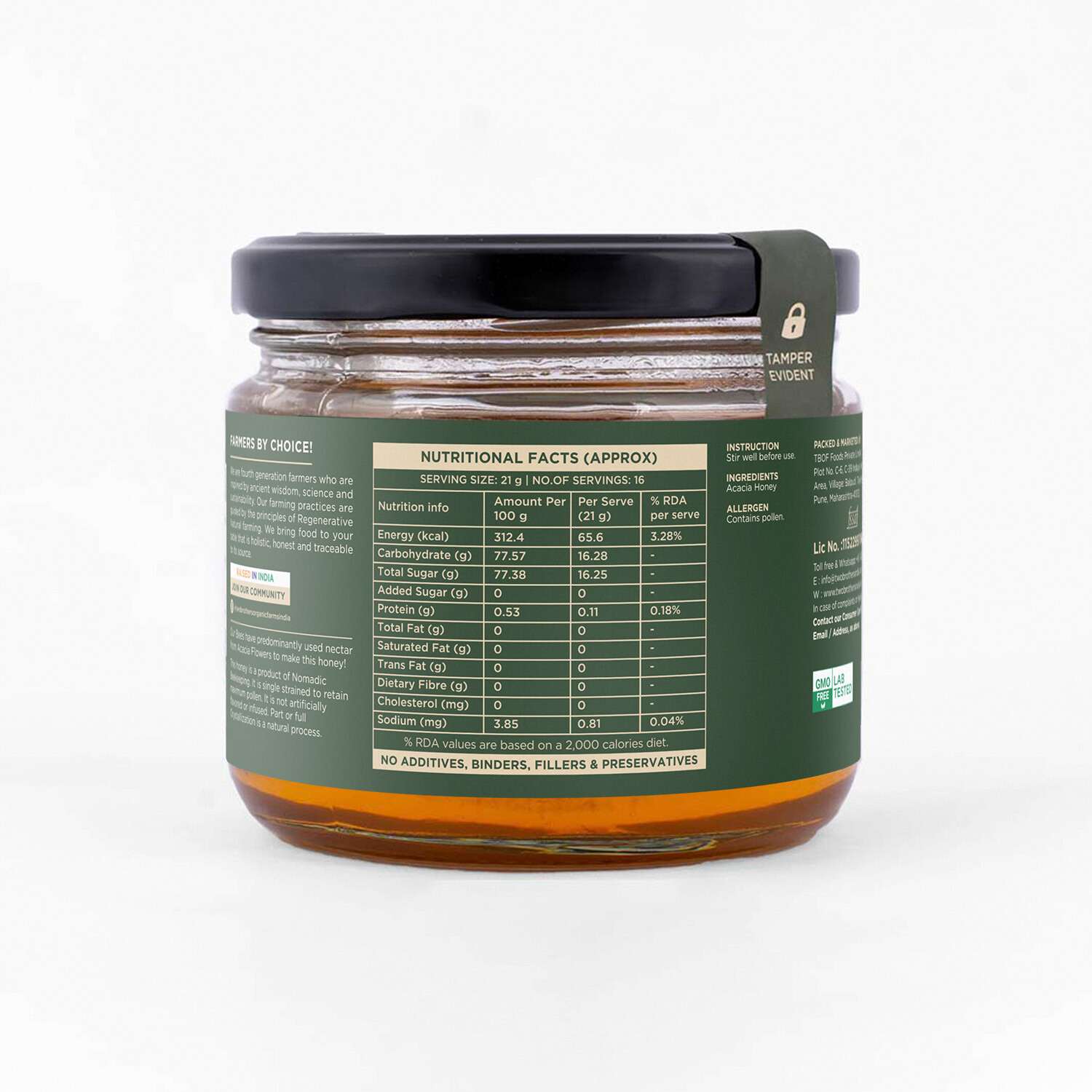TBIF | Acacia Apiary Honey | Raw, Mono-Floral, Unfiltered & Unpasteurized | Natural, No Additives | 350 g