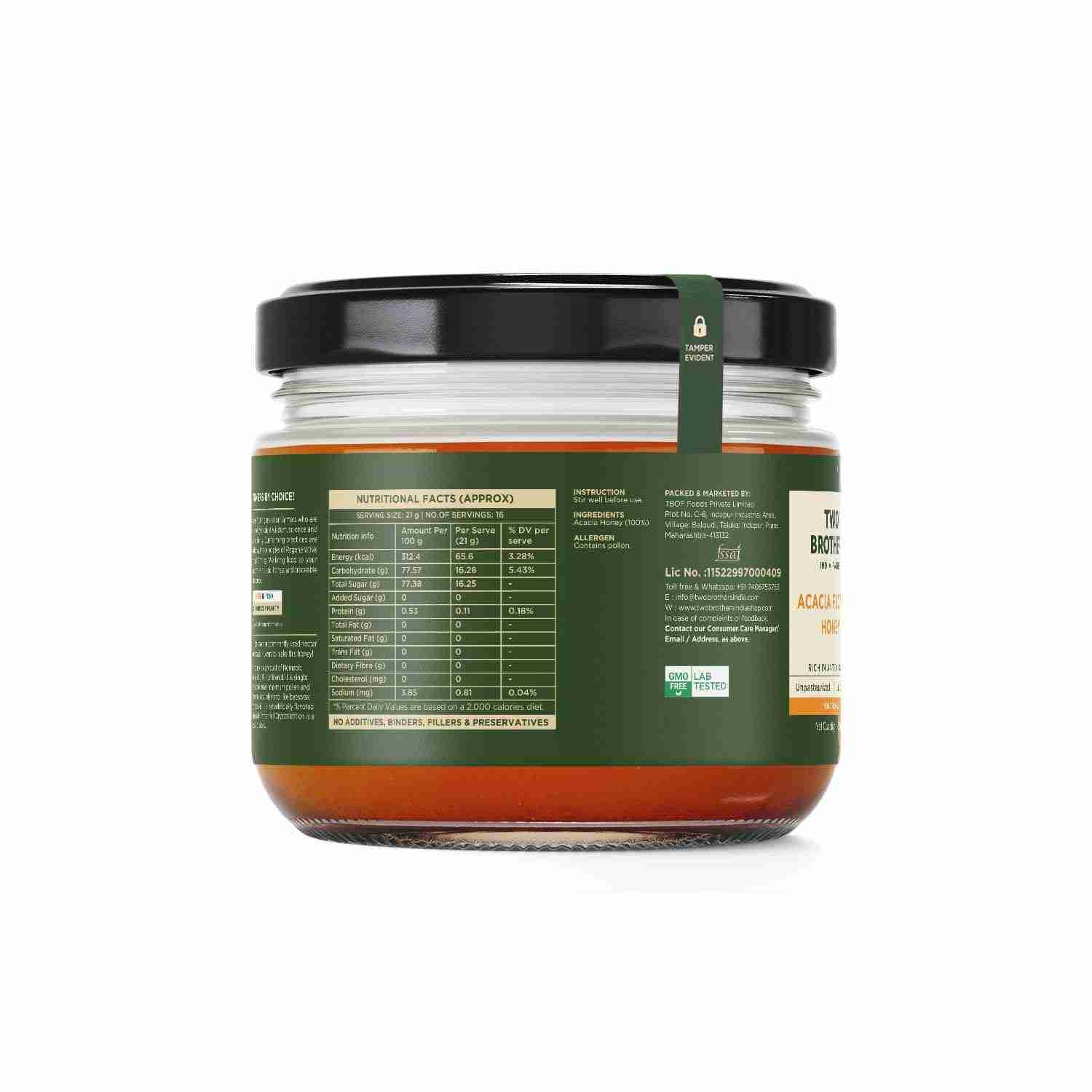 TBOF | Acacia Apiary Honey | Raw, Mono-Floral, Unfiltered & Unpasteurized | Natural, No Additives | 350 g