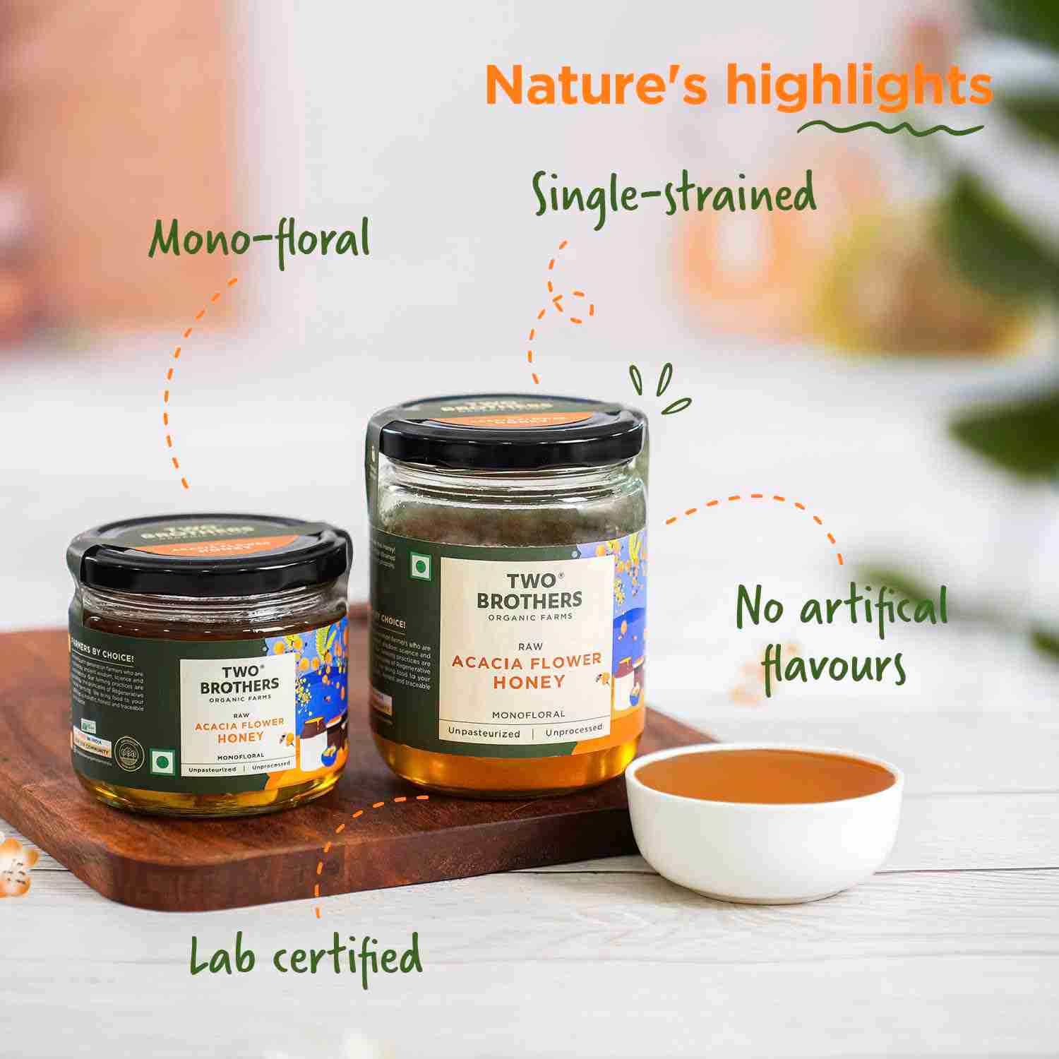 TBOF | Acacia Apiary Honey | Raw, Mono-Floral, Unfiltered & Unpasteurized | Natural, No Additives | 350 g