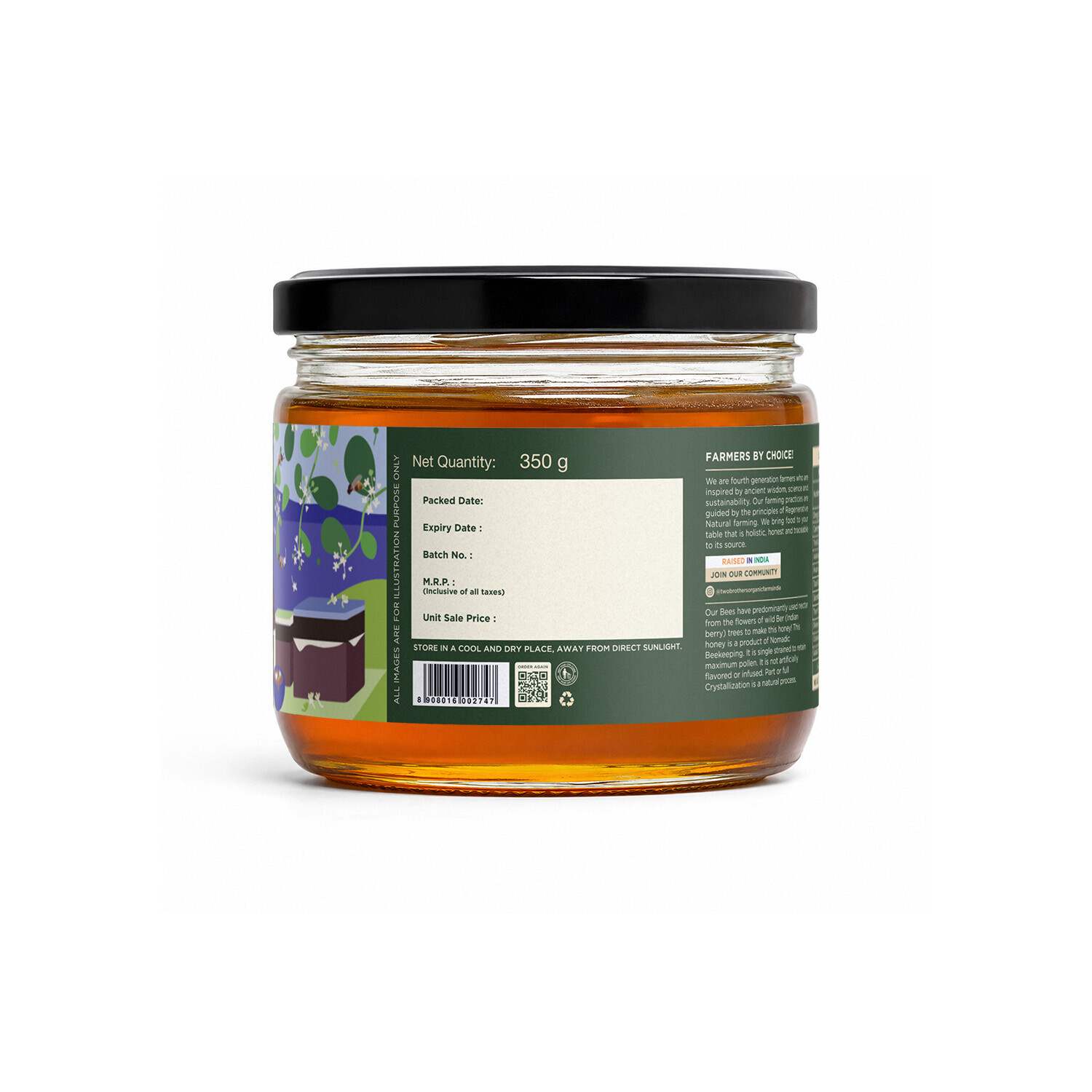 TBIF | Indian Berry Honey, Raw Mono-Floral Unfiltered | Rich in Pollen, Beeswax & Propolis | 350 g