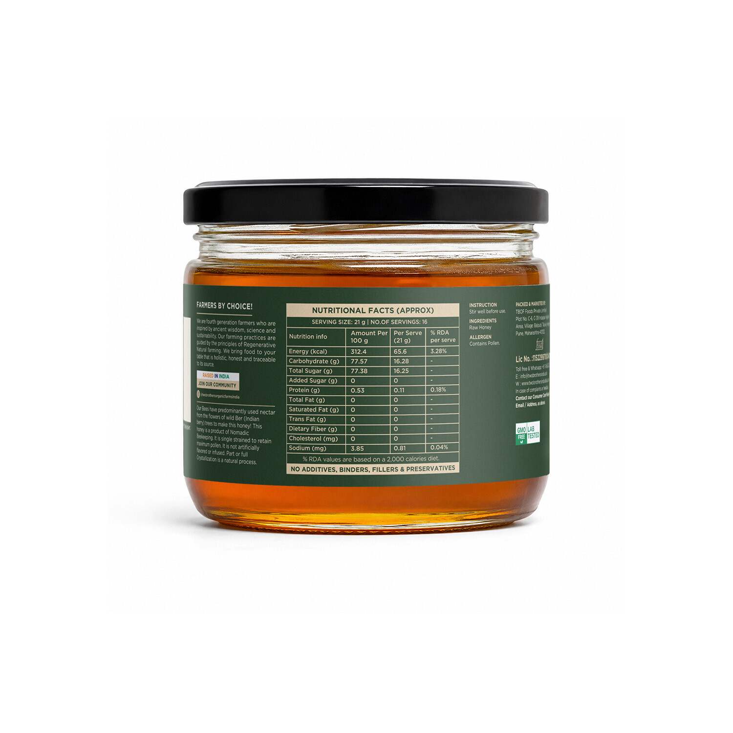 TBIF | Indian Berry Honey, Raw Mono-Floral Unfiltered | Rich in Pollen, Beeswax & Propolis | 350 g