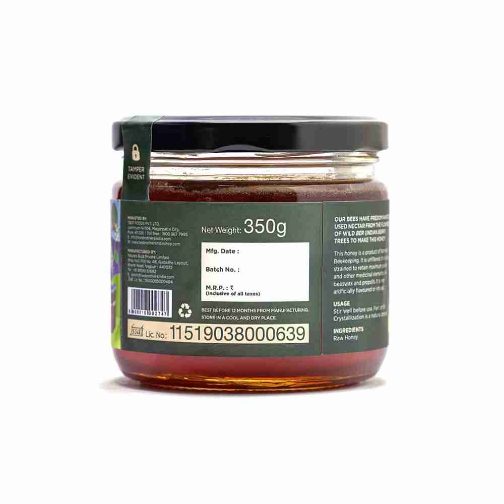 TBOF | Indian Berry Honey, Raw Mono-Floral Unfiltered | Rich in Pollen, Beeswax & Propolis | 350 g