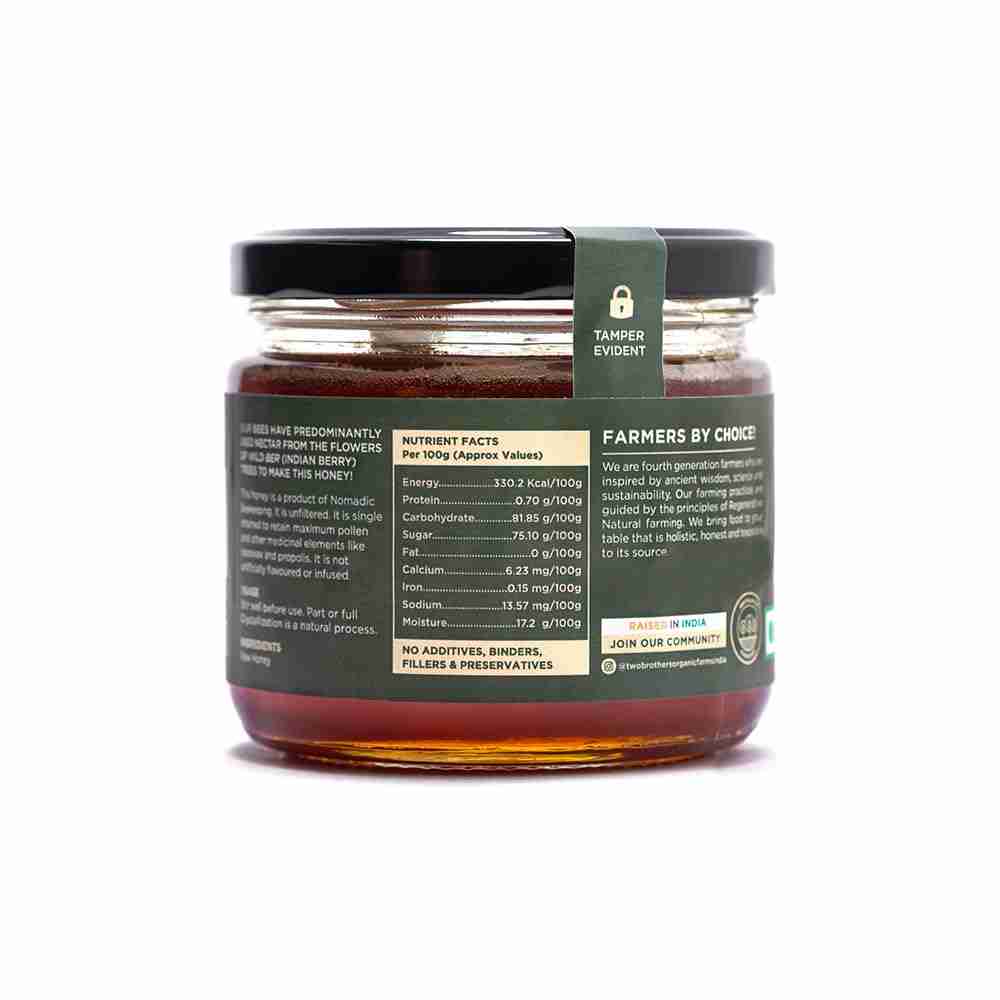 TBOF | Indian Berry Honey, Raw Mono-Floral Unfiltered | Rich in Pollen, Beeswax & Propolis | 350 g