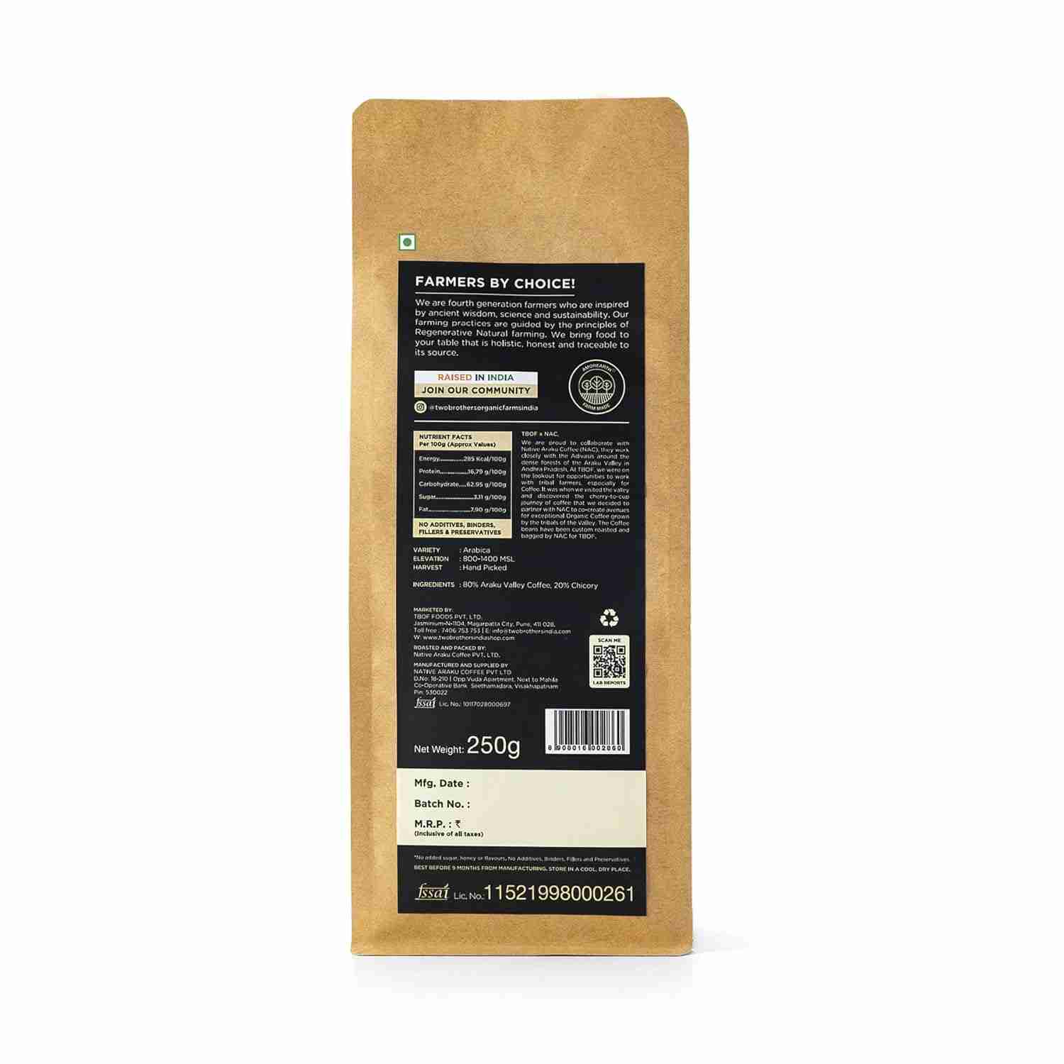 TBOF | Native Araku Valley Instant Coffee | Arabica & Chicory Blend, No Additives, Rich Flavor | 250 g
