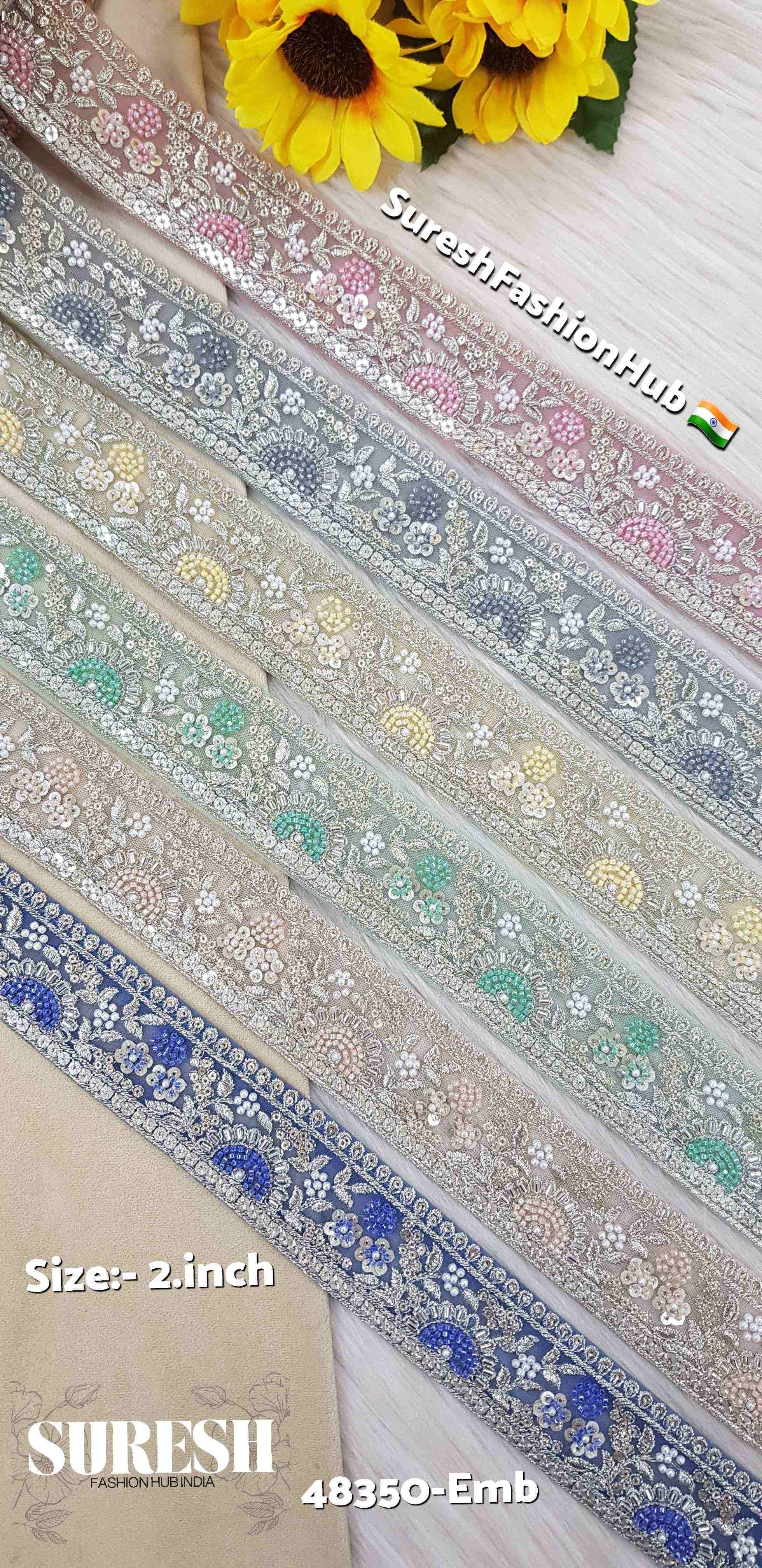 Pink PearlGlow Floral Net Embroidered Lace