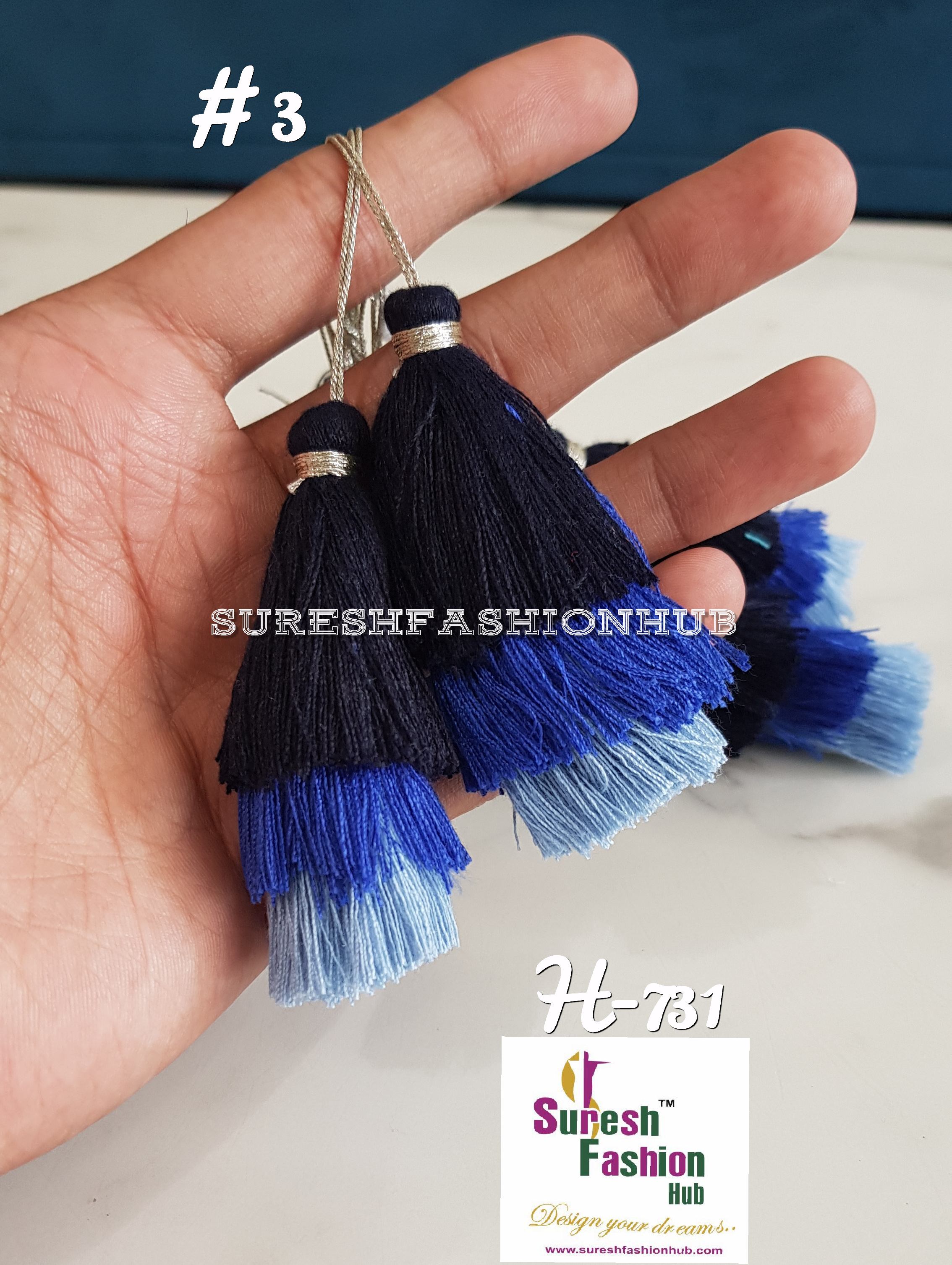 Quirky Shades Of Dark Blue Thread Tassel