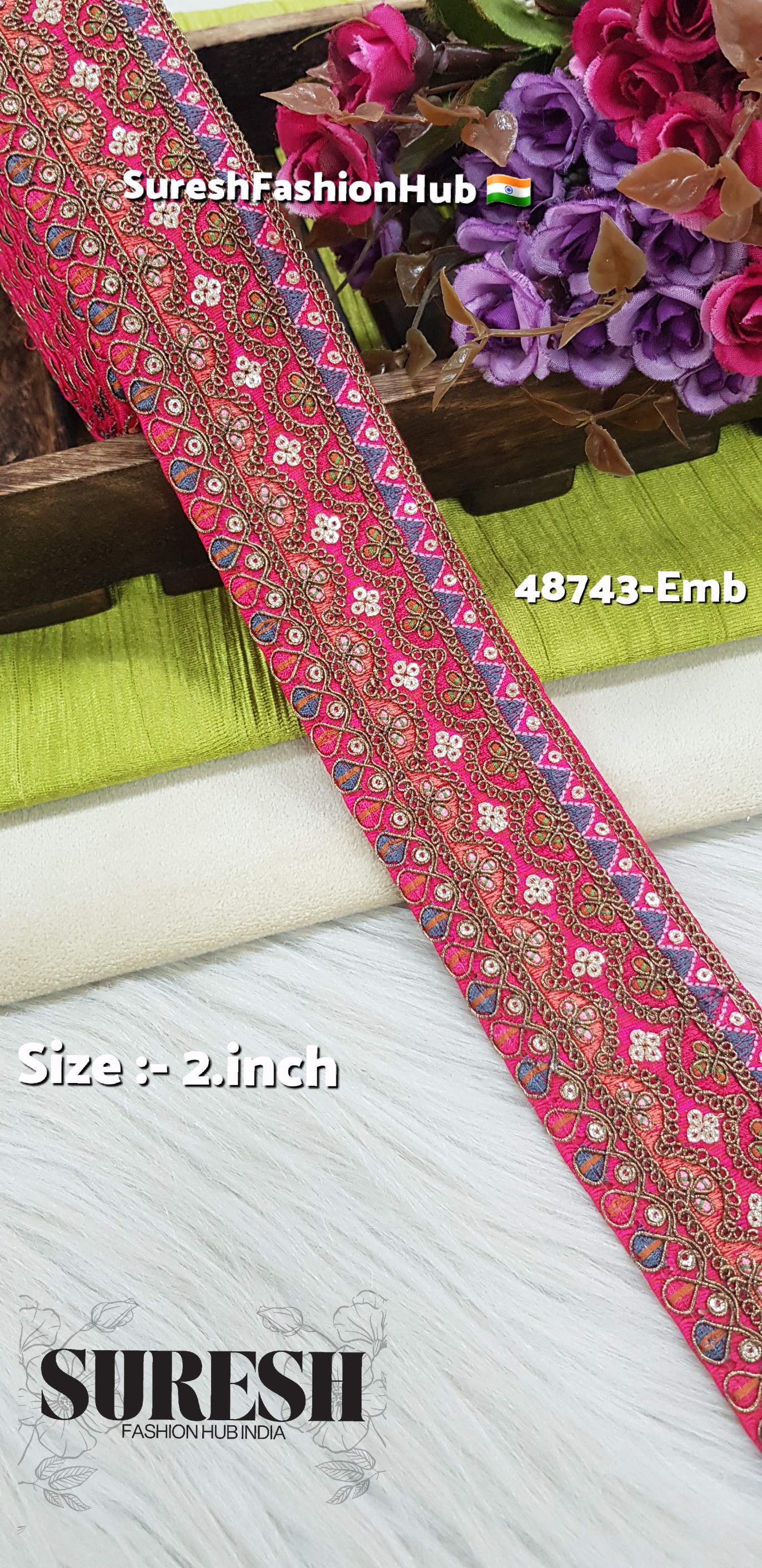 Rani Sabyasachi Inspired Embroidery Lace – 48743-Emb