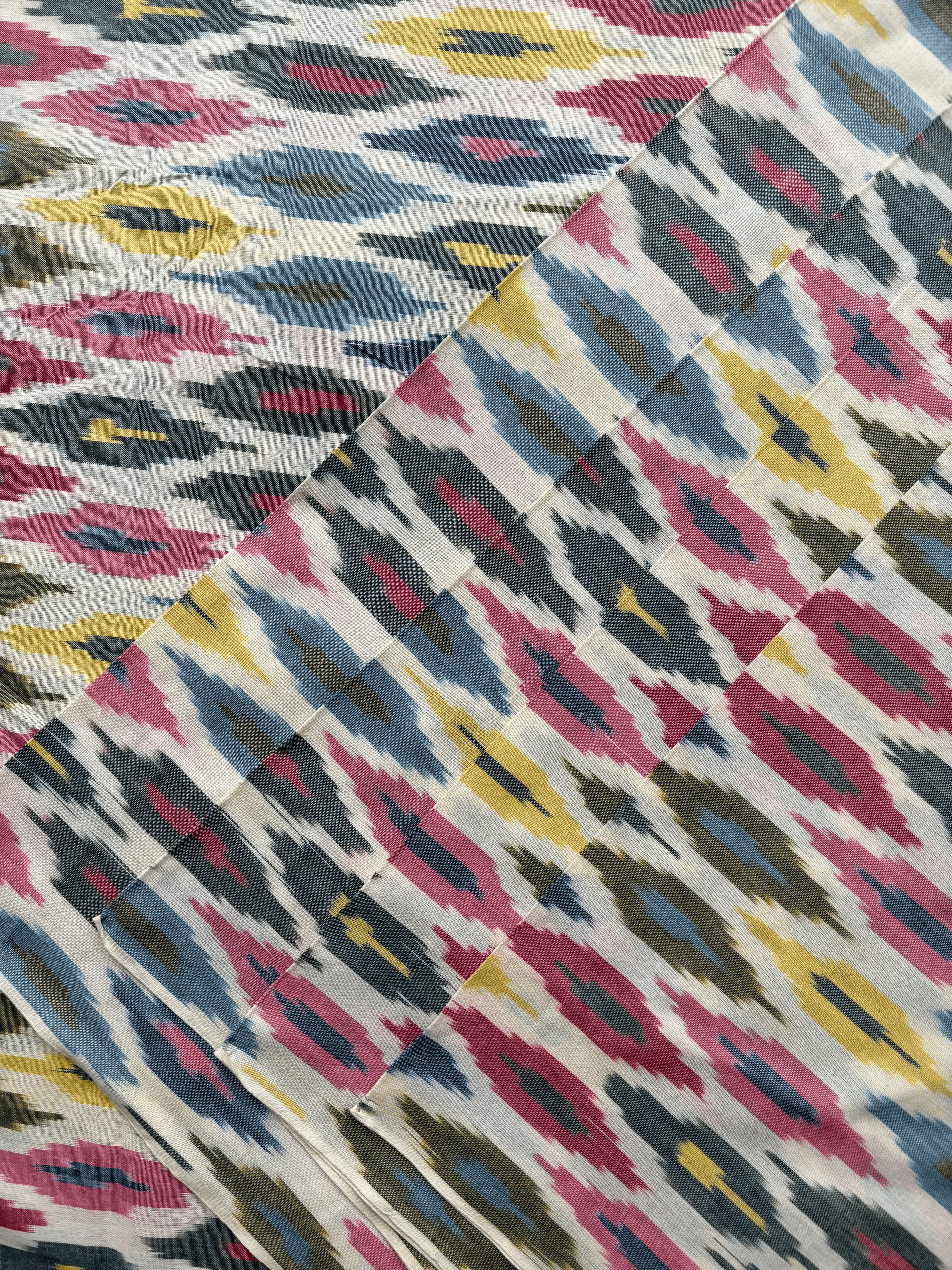 Cotton Multi Diamond Ikat Fabric