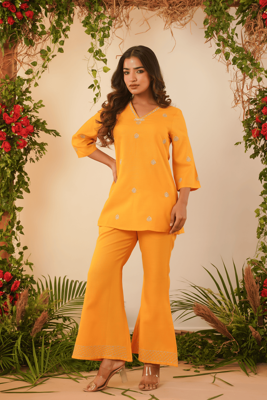 Blended Cotton Mustard Co -ord set