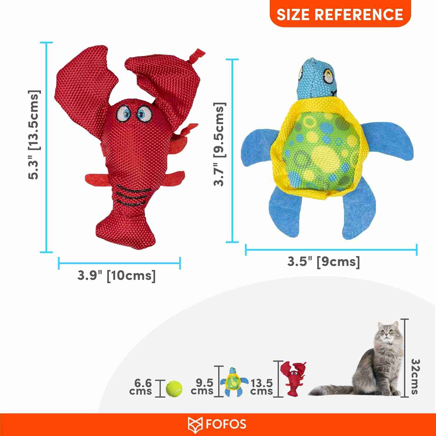 Barkbutler Fofos Summer Turtle With Lobster Interactive Toy for Cats, 13.5 CM