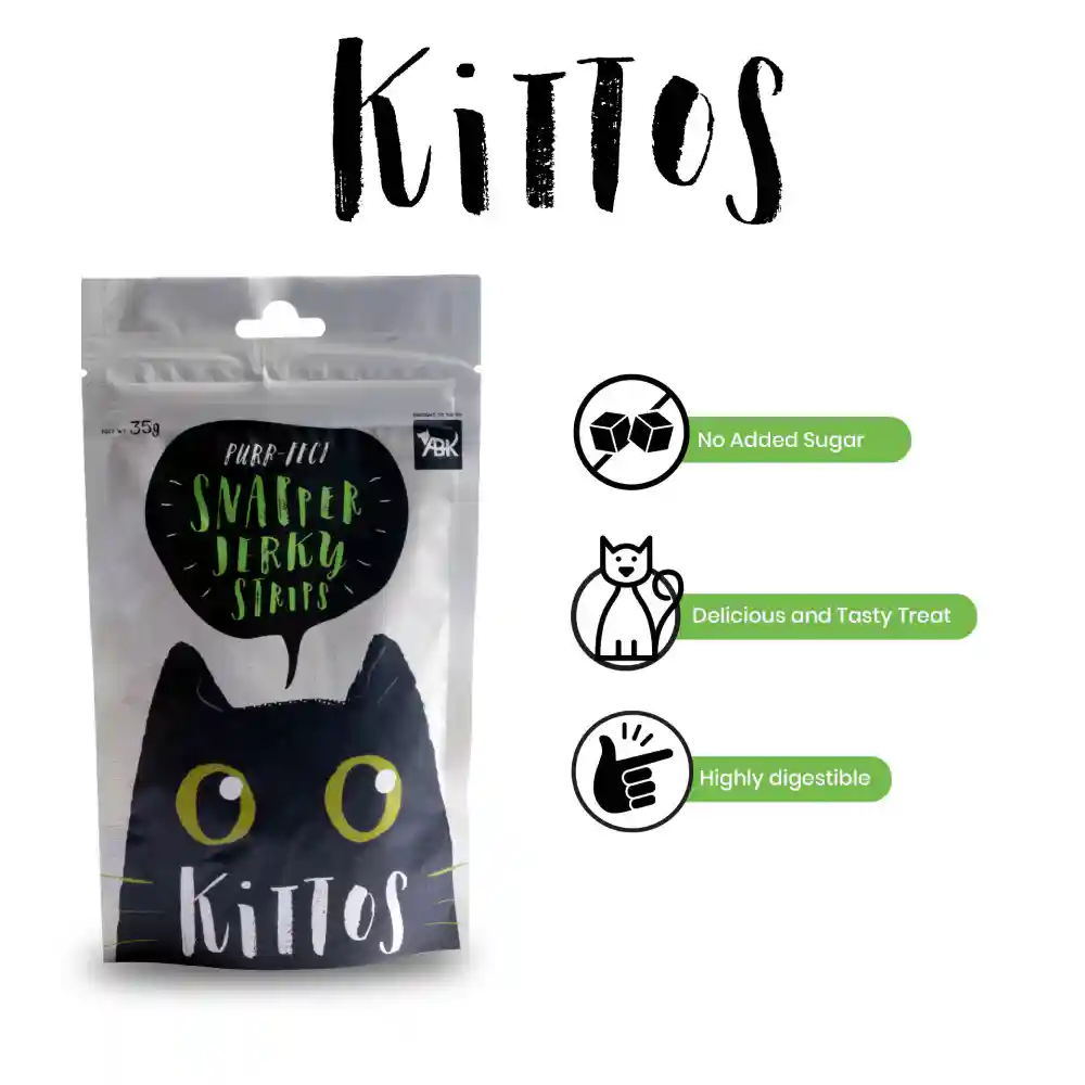 Kittos Cat Snapper Jerky Strips Cat Treat - 35g