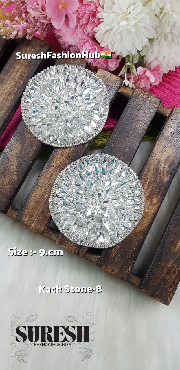 Silver Handmade Rhinestone Round Pair – K S.-8