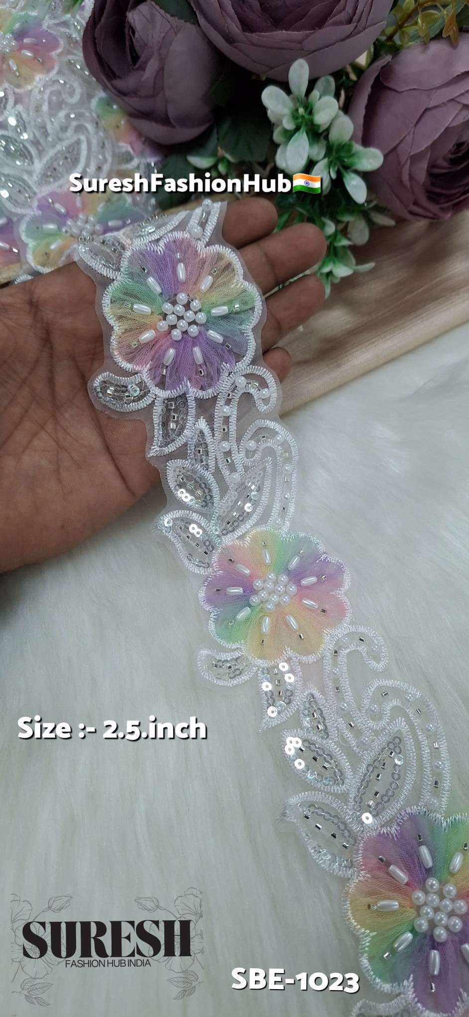 Sequin Petal Harmony Imported Organza Lace – SBE-1023