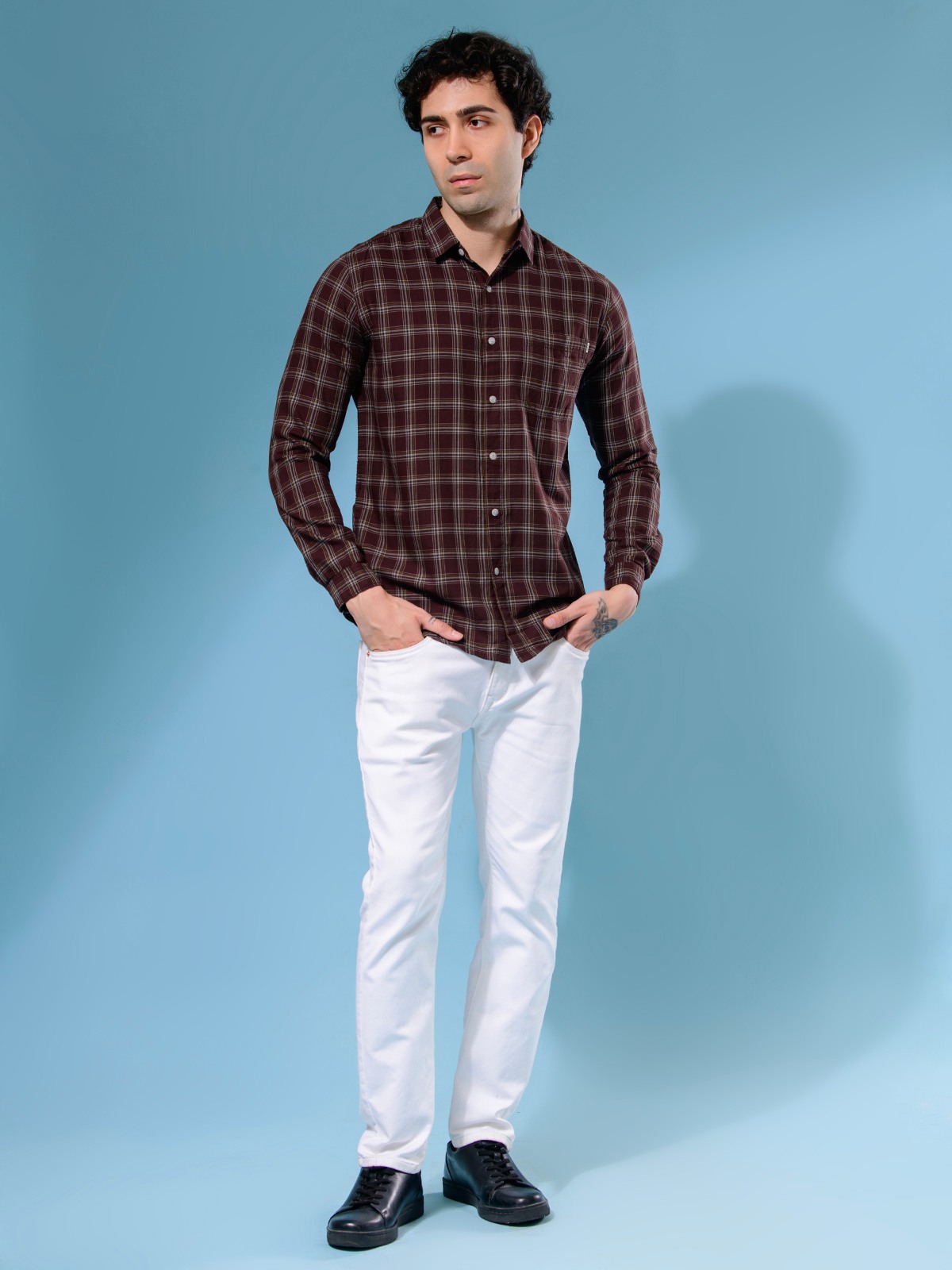 ALBION MENS HORIZON BROWN SHIRT