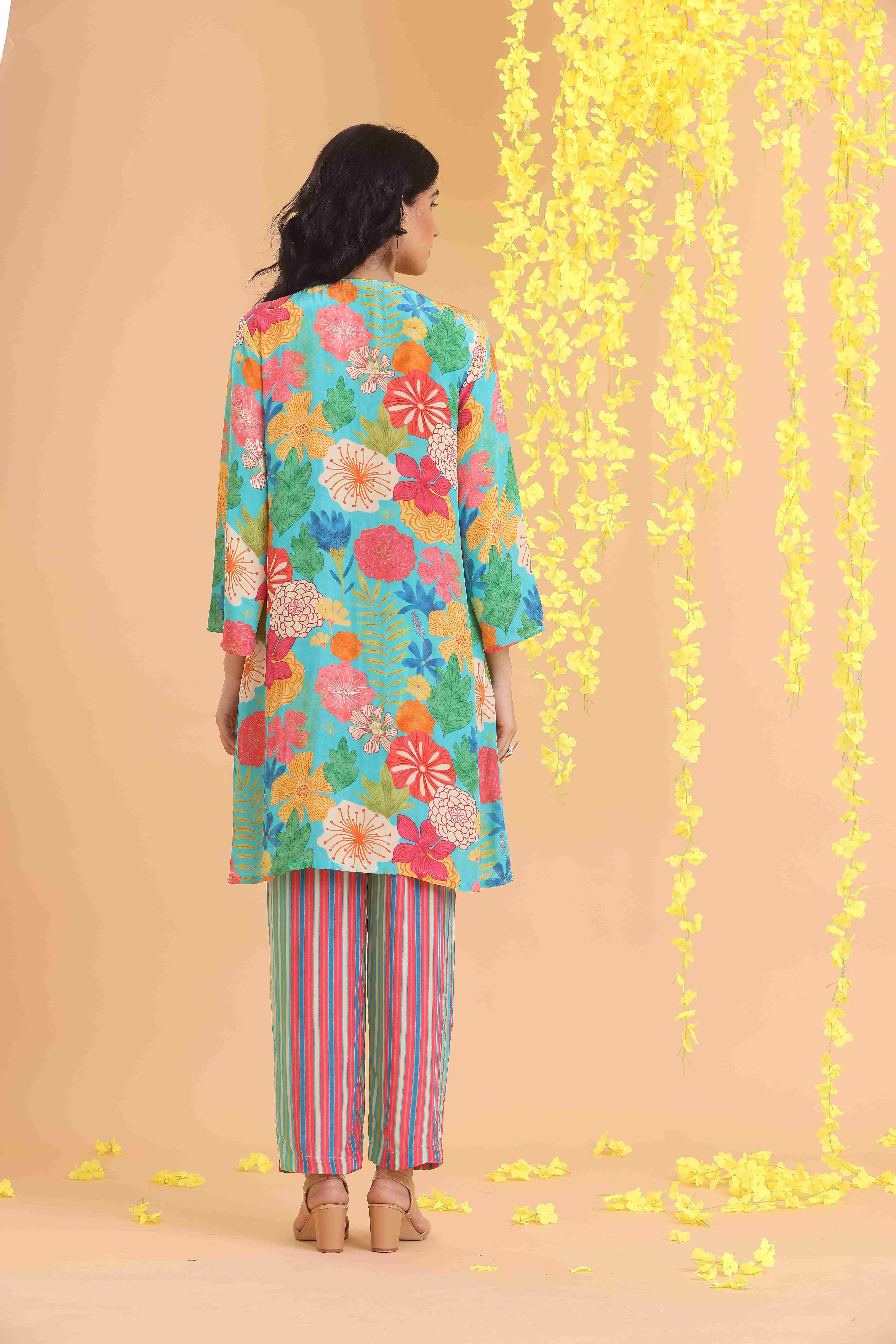 Short Printed High Low Kurta set