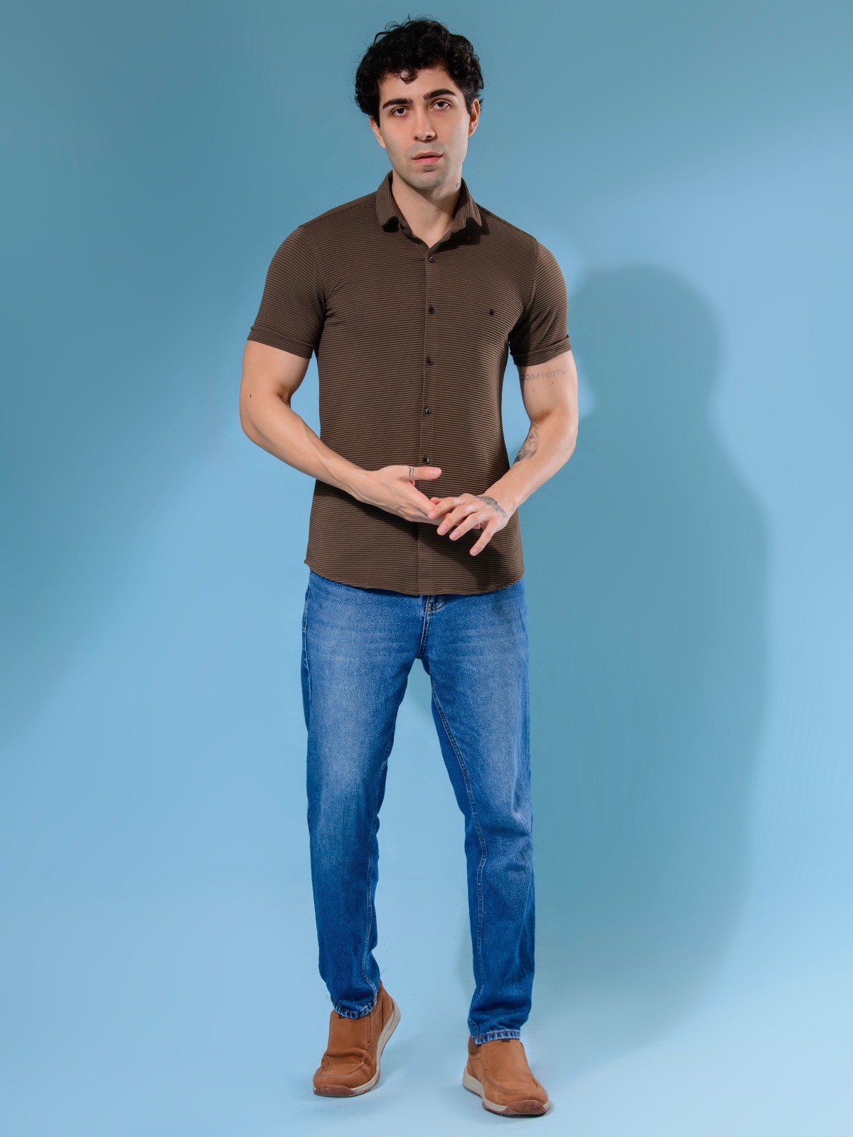 ALBION MENS NEW GARAGE 2 (BROWN) SHIRT