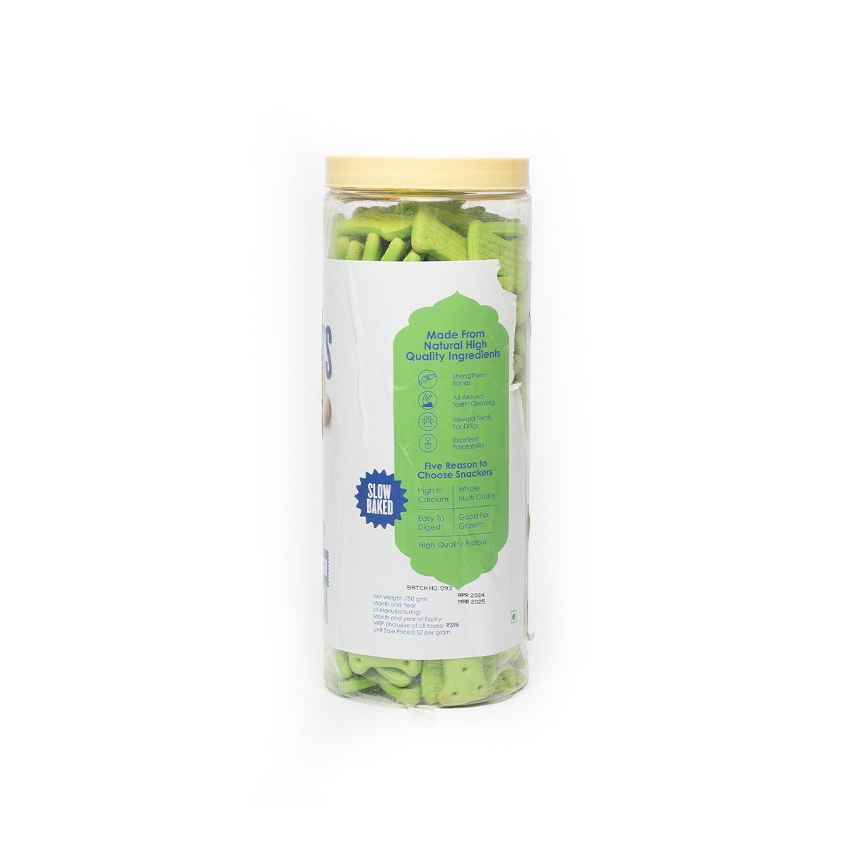 Snackers Biscuits Farm Fresh Spinach Flavour Dog Treat – 750g