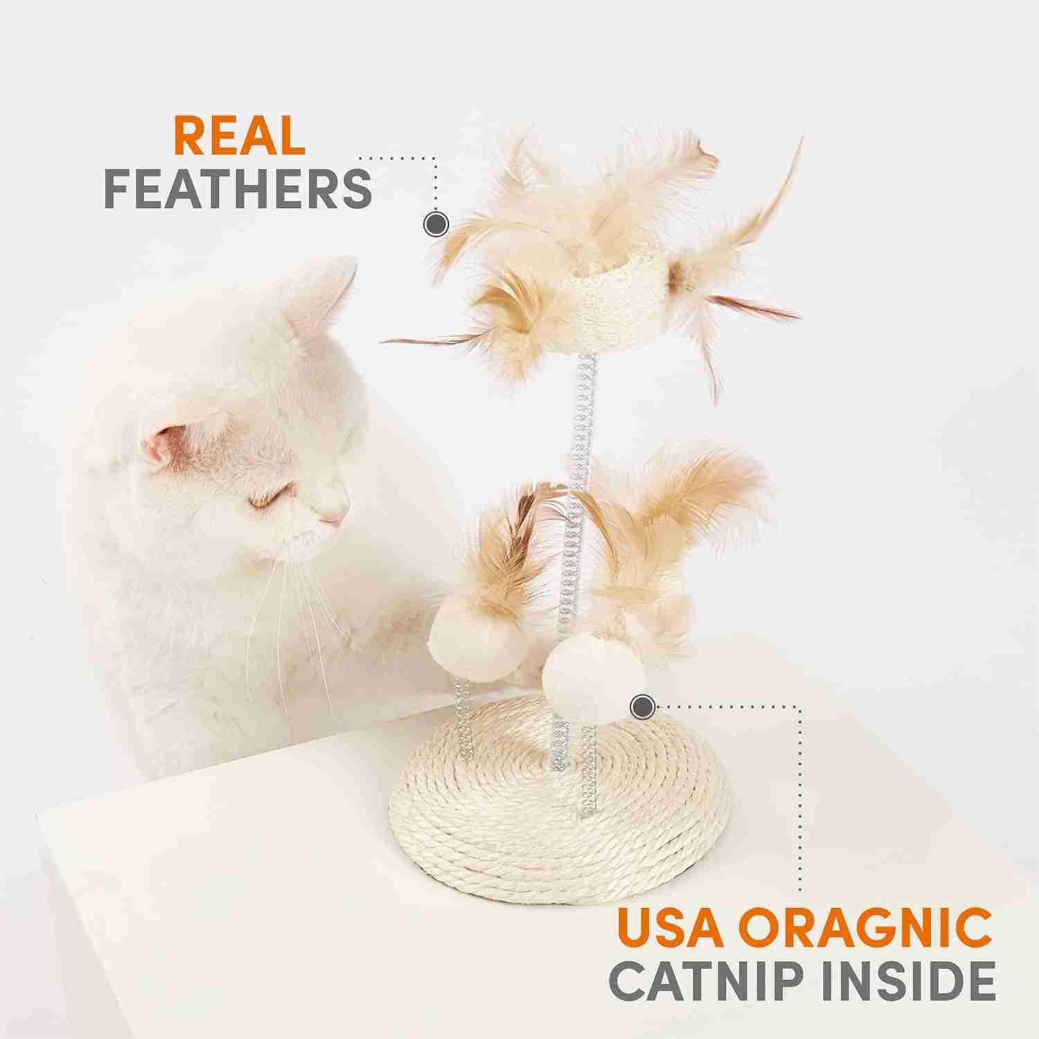 Barkbutler Fofos Interactive Natural Wobbler Teaser Toy for Cats