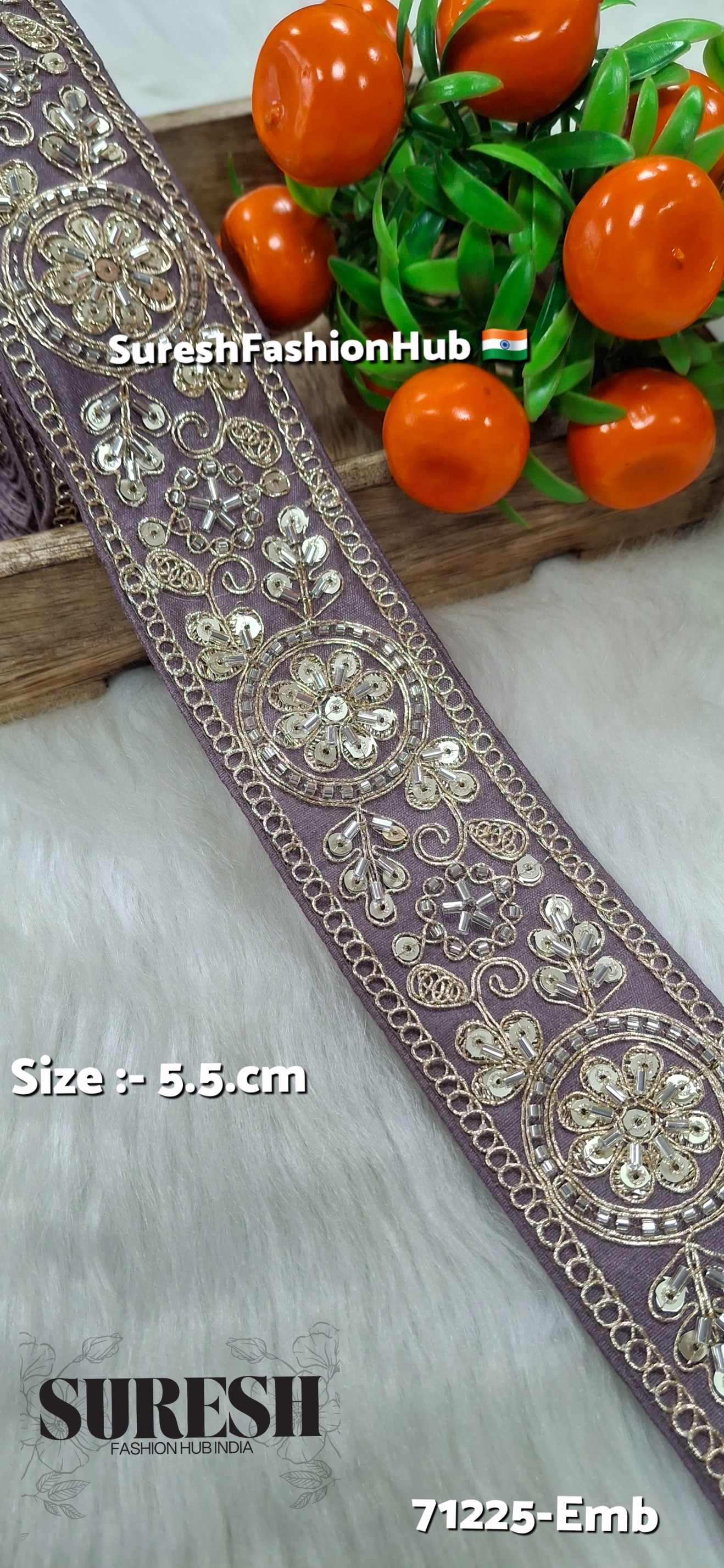 Lilac Luster Floral Cutdana Bead Embroidery Lace – Design No. 71225-Emb