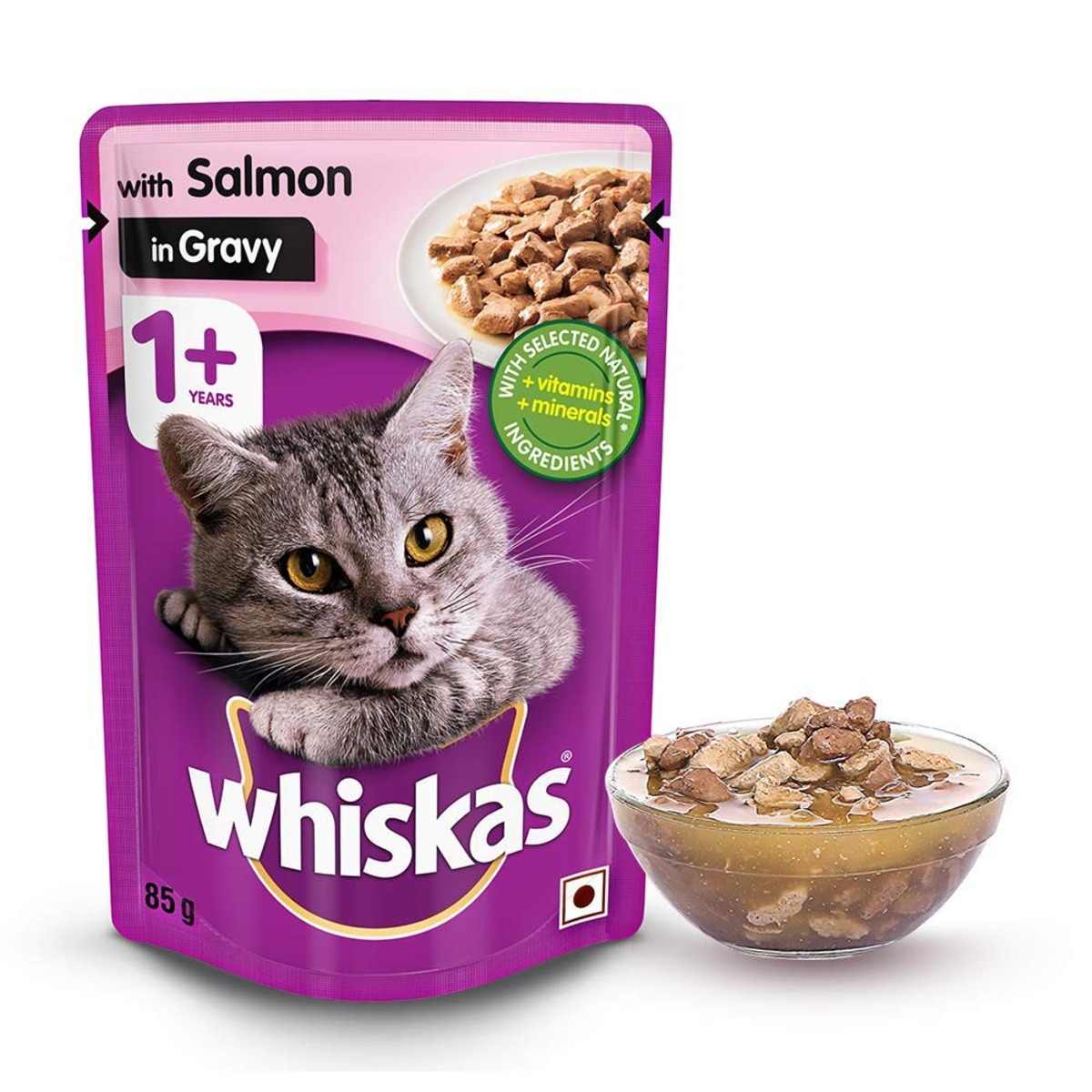 Whiskas Salmon in Gravy Adult Wet Cat Food (+1 year), 80g