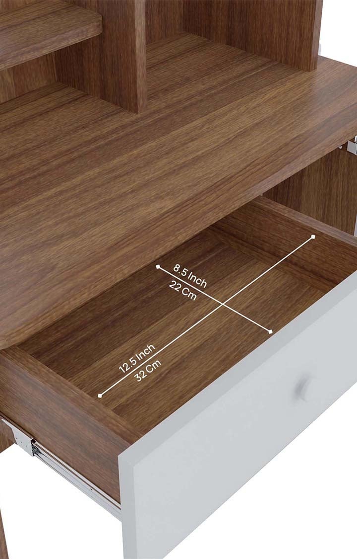 NEUDOT Carlos Wooden Dressing Table with Mirror and Storage | Engineering Wood Dressing Table | Vanity Table with Mirror | Vanity Dressing Table for Bedroom, Living Room | 1-Year Warranty